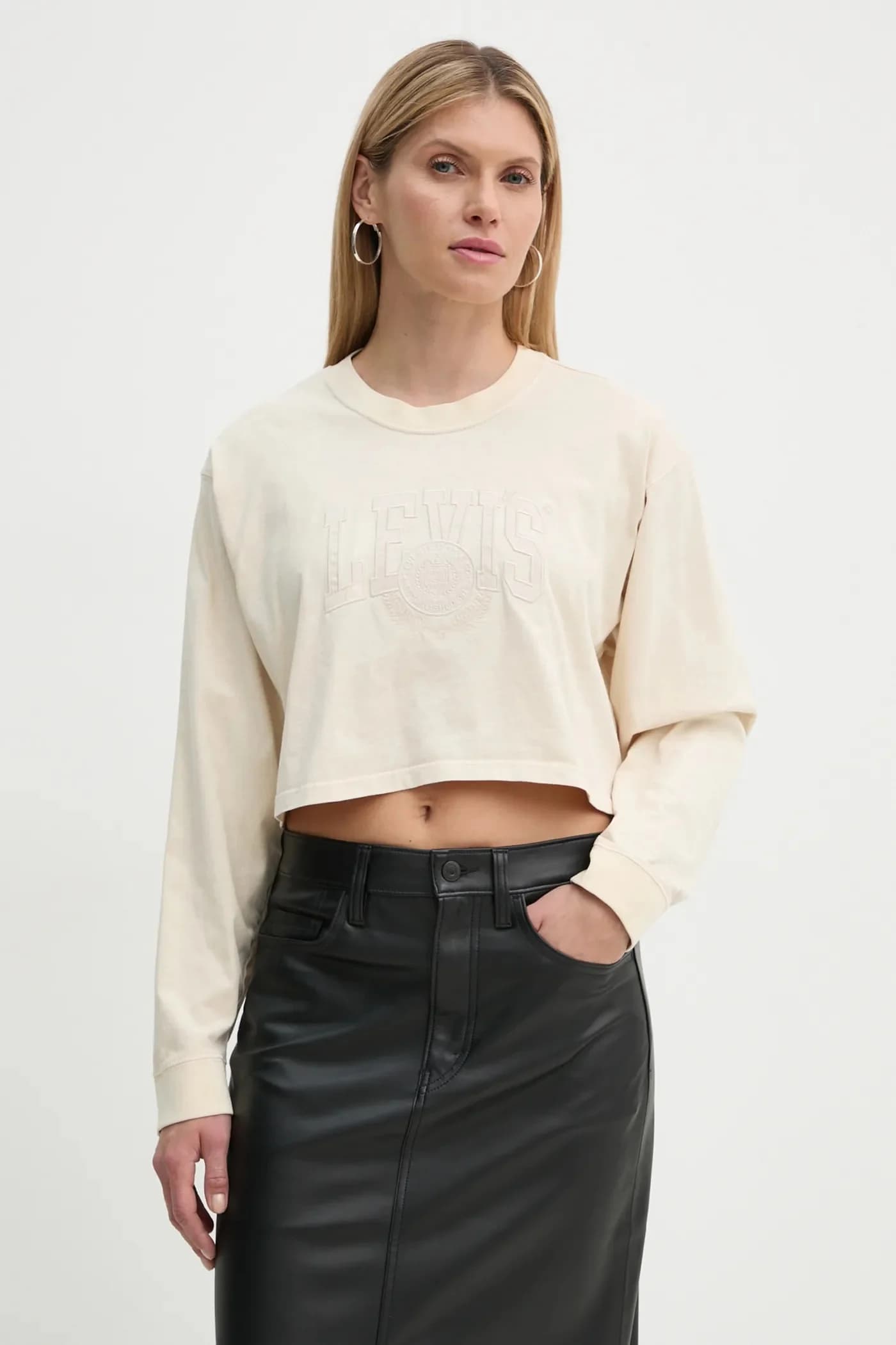 Хлопковая рубашка с длинным рукавом