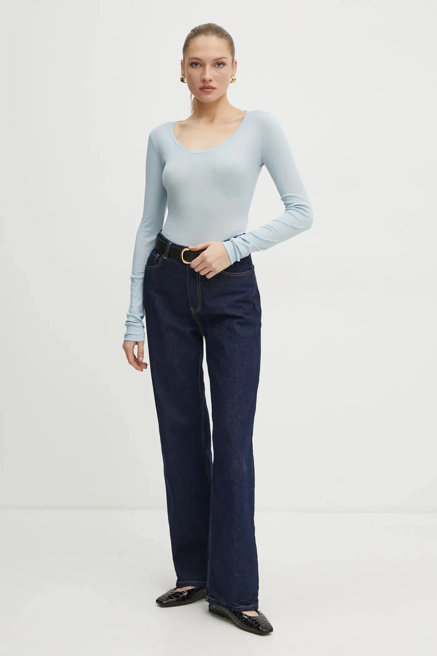 Хлопковая рубашка с длинным рукавом - фото 2