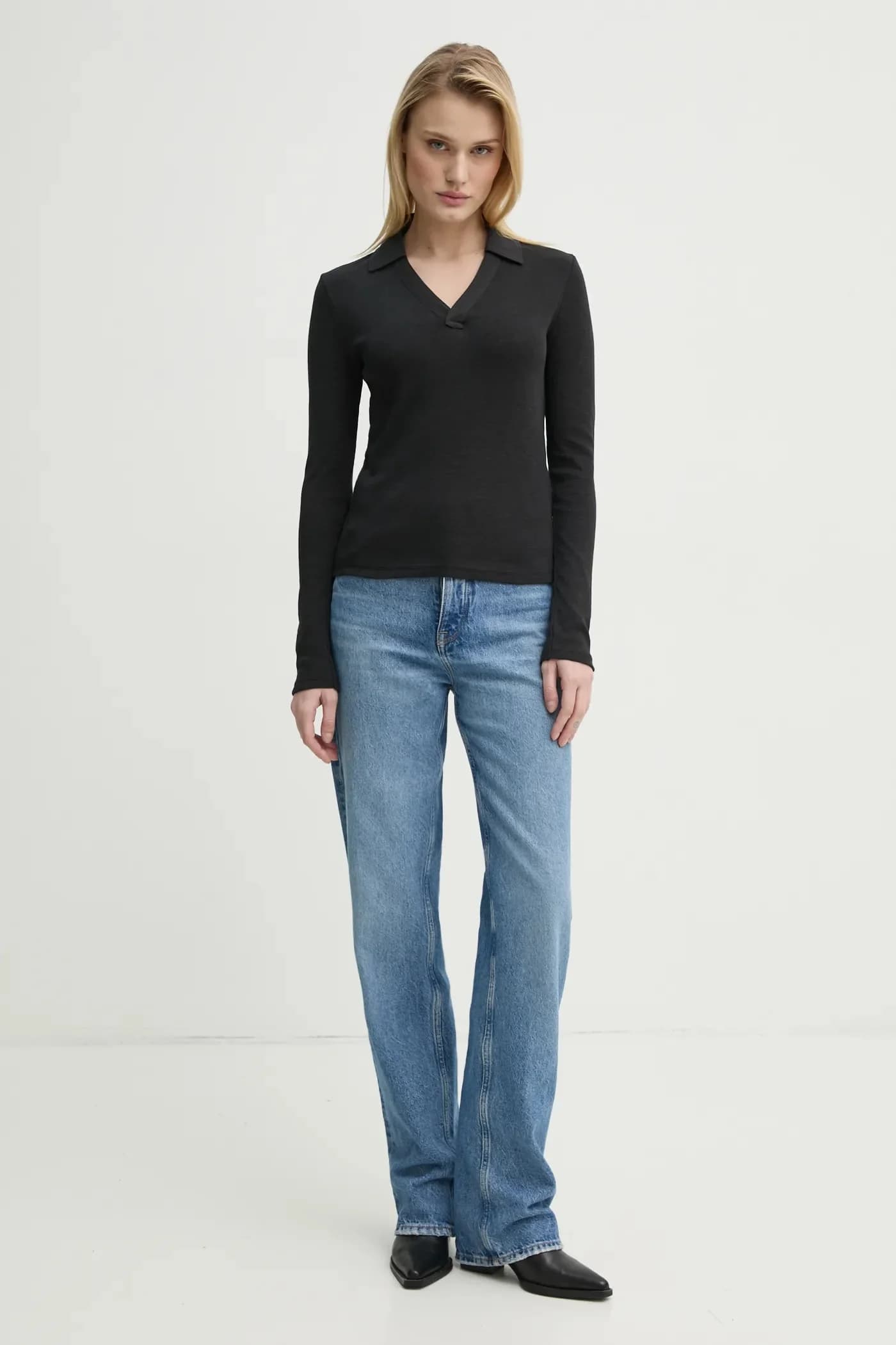 Хлопковая рубашка с длинным рукавом - фото 2