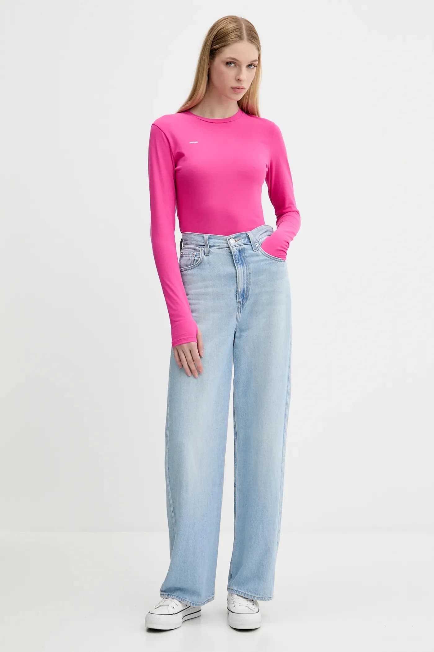 Топ с длинными рукавами из хлопкового стрейча с длинными рукавами - фото 2