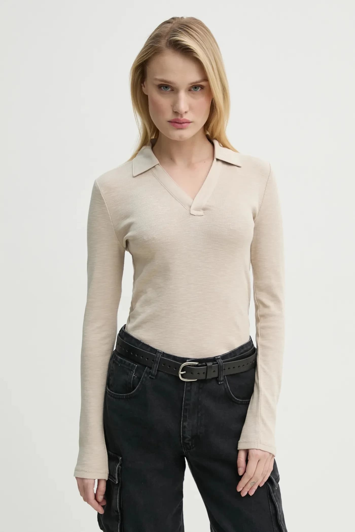 Хлопковая рубашка с длинным рукавом