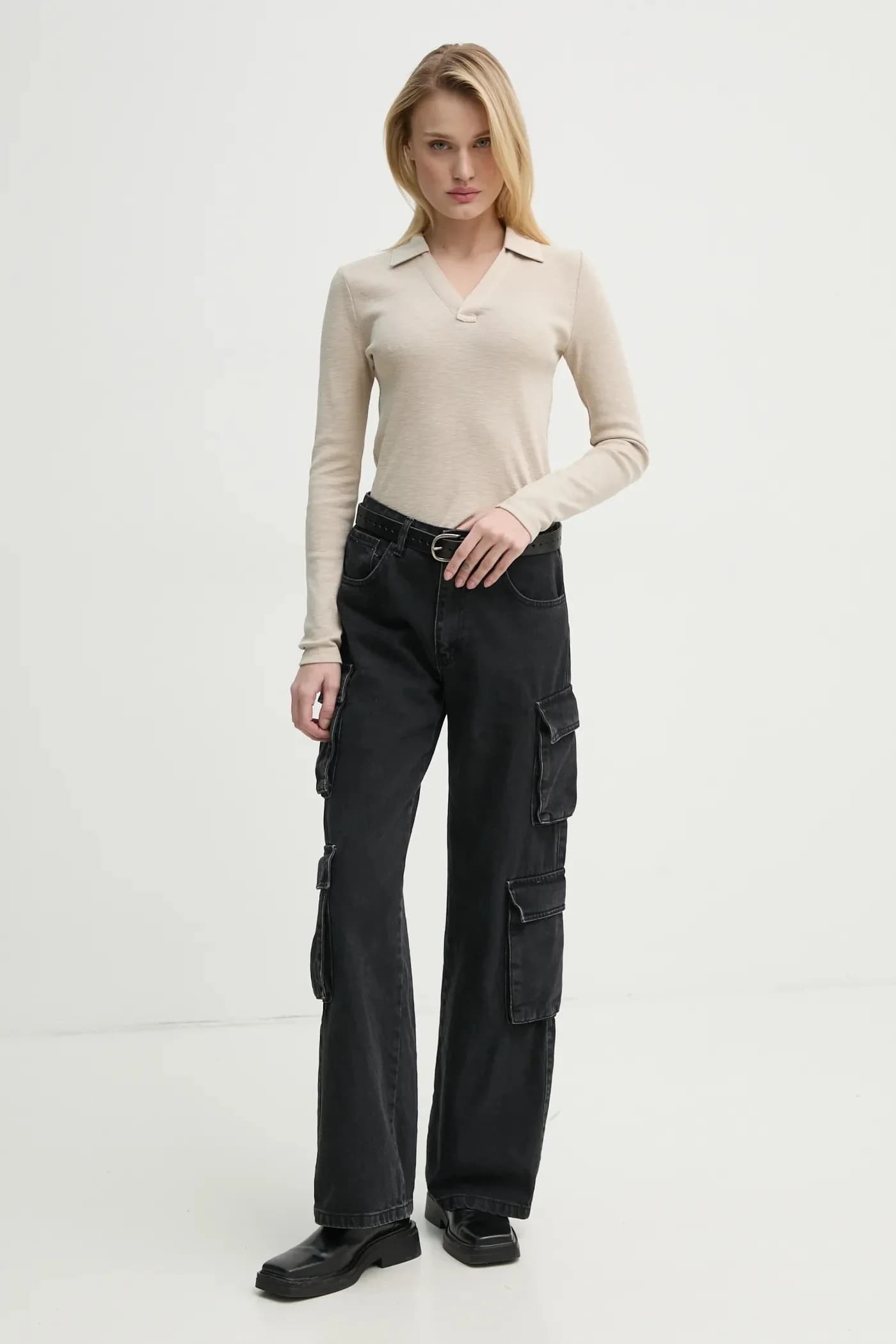 Хлопковая рубашка с длинным рукавом - фото 2