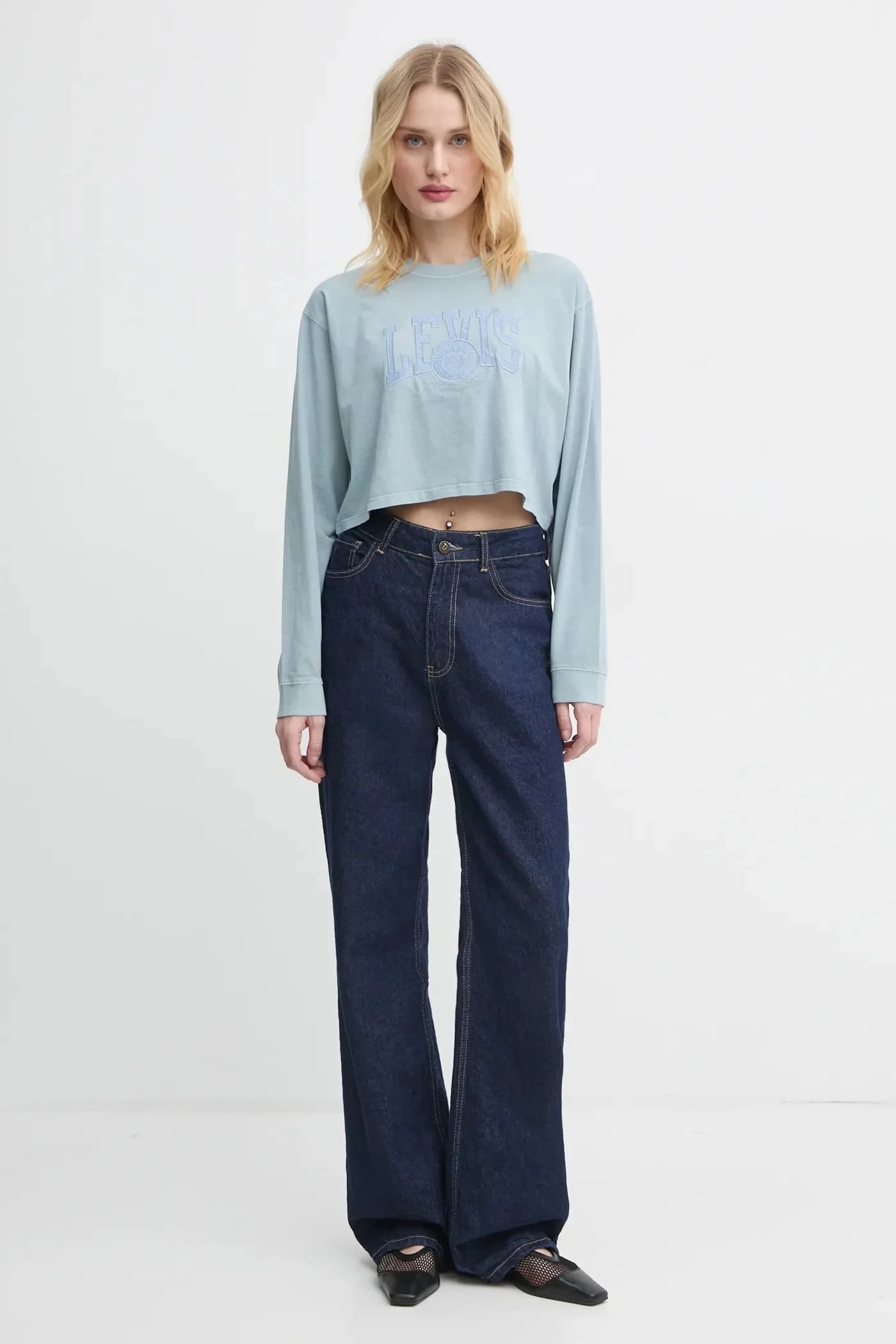 Хлопковая рубашка с длинным рукавом - фото 2