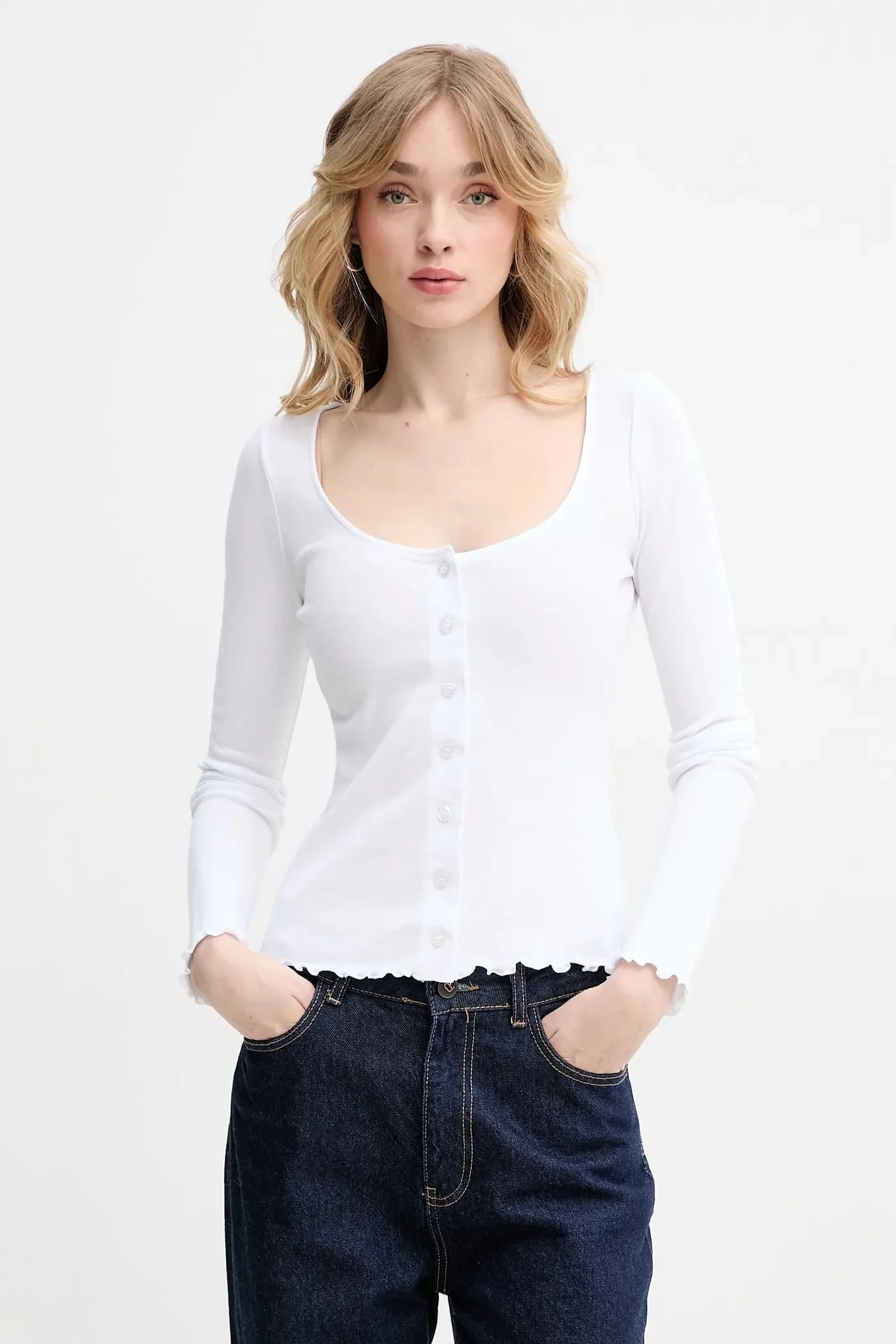 Хлопковая рубашка с длинным рукавом - фото 4