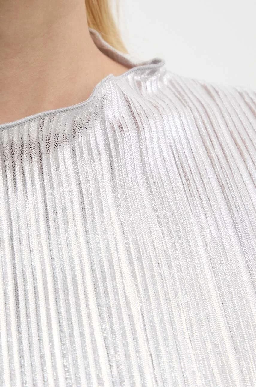 Серебряное плиссированное платье Sophia - фото 6