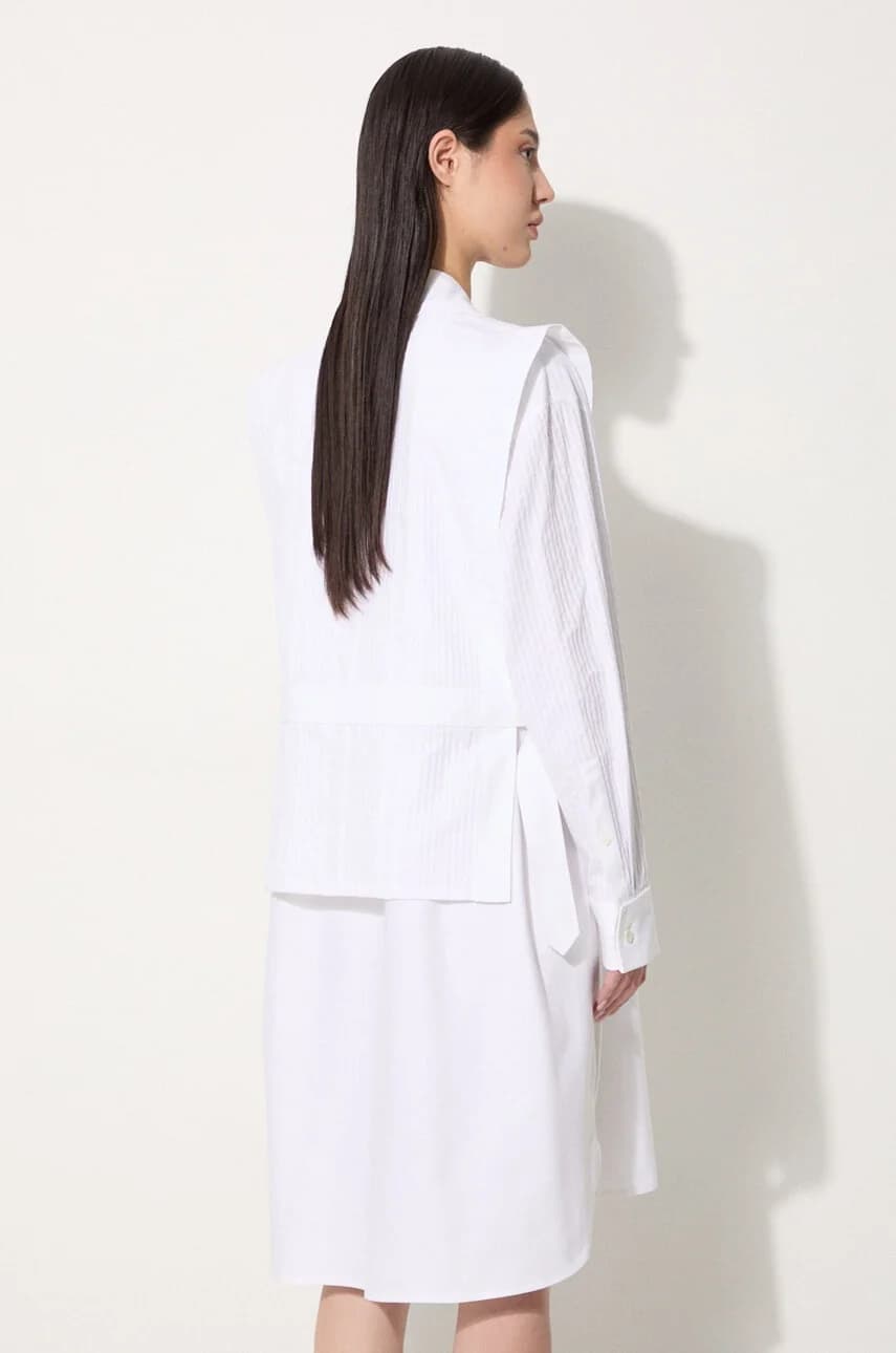 Хлопковое оксфордское платье-рубашка до колена - фото 3