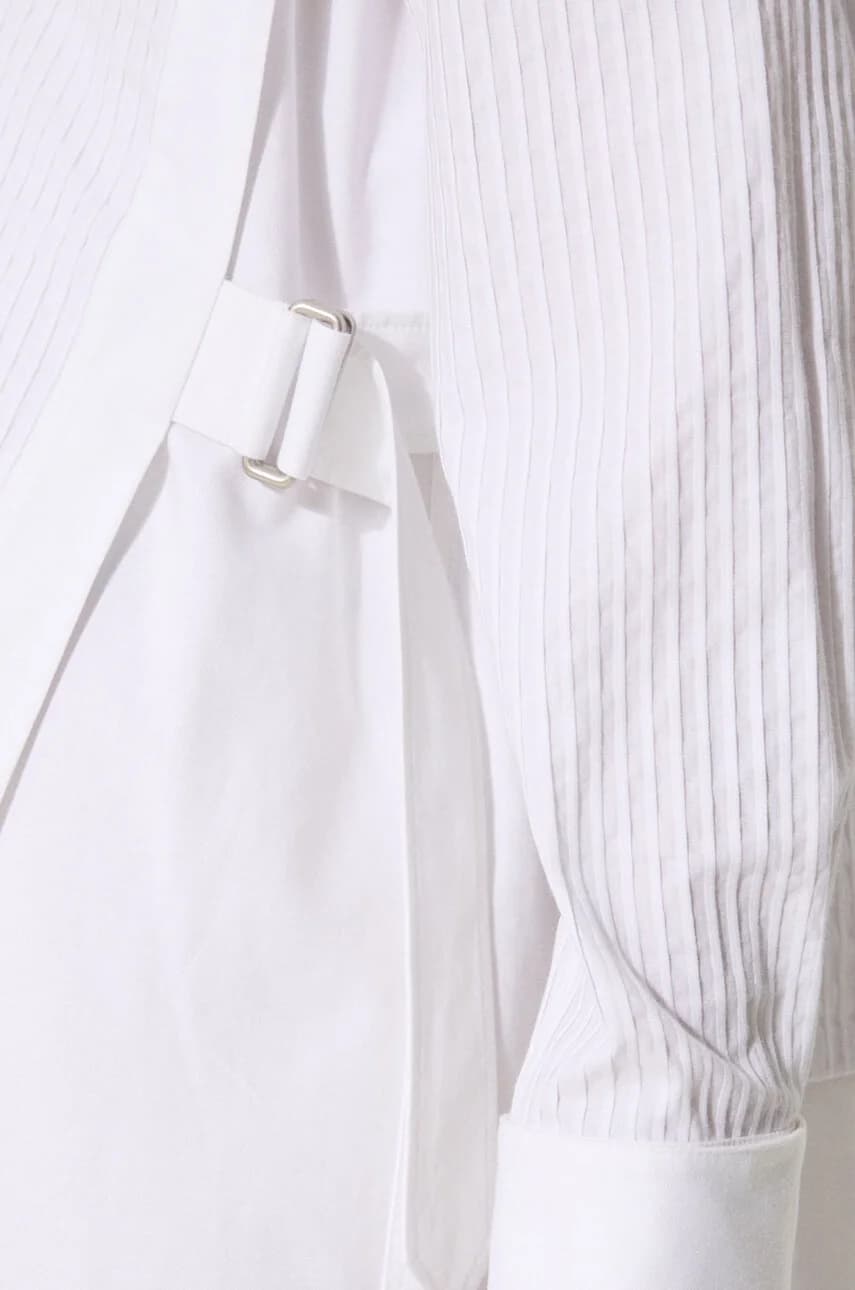 Хлопковое оксфордское платье-рубашка до колена - фото 6