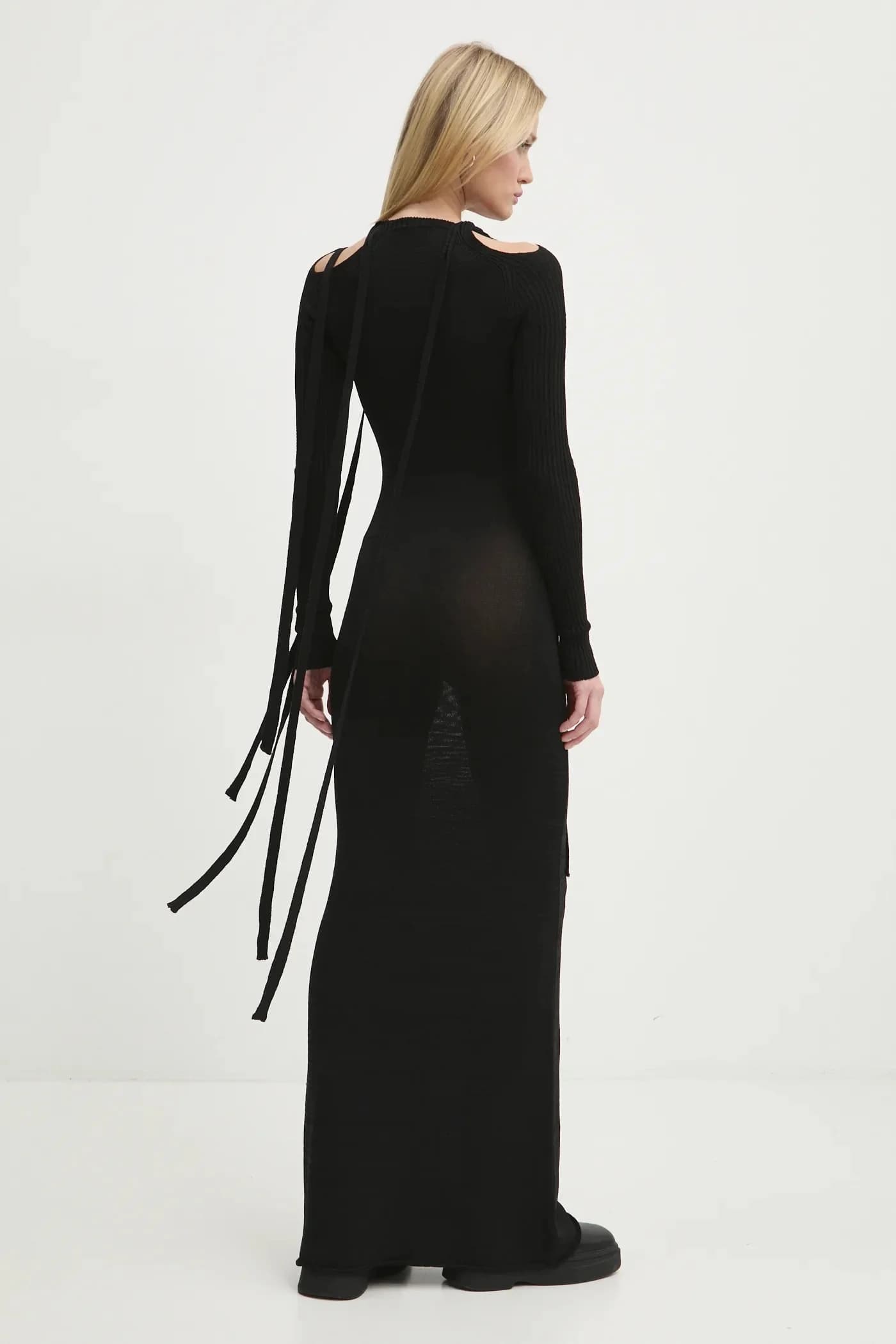 ТРИКОТАЖНОЕ ПЛАТЬЕ МУЛЬТИШАРФ С ДЛИННЫМИ РУКАВАМИ - фото 3