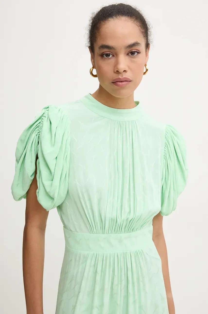 Платье миди с пышными рукавами - фото 5