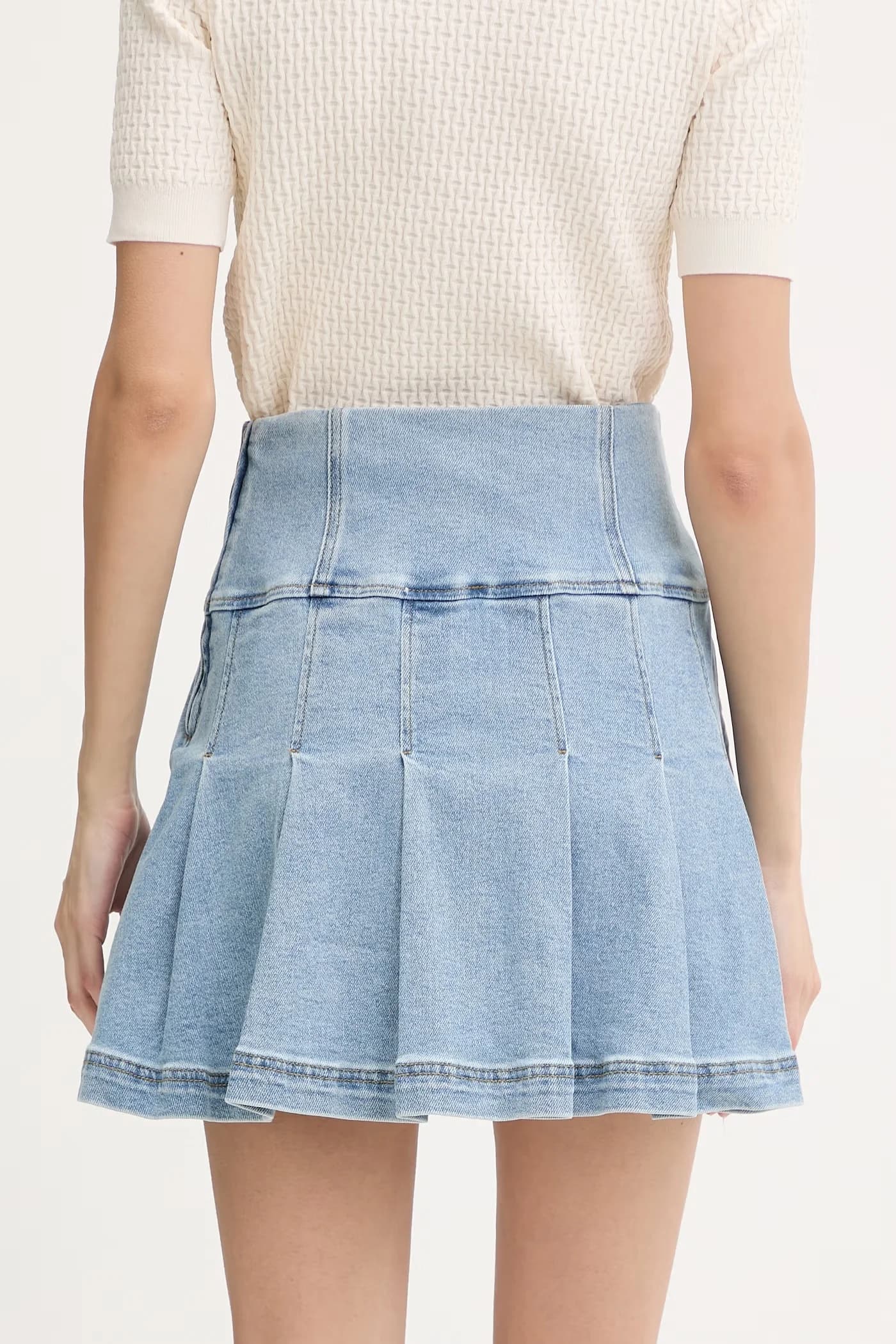 Плиссированная джинсовая юбка - фото 3