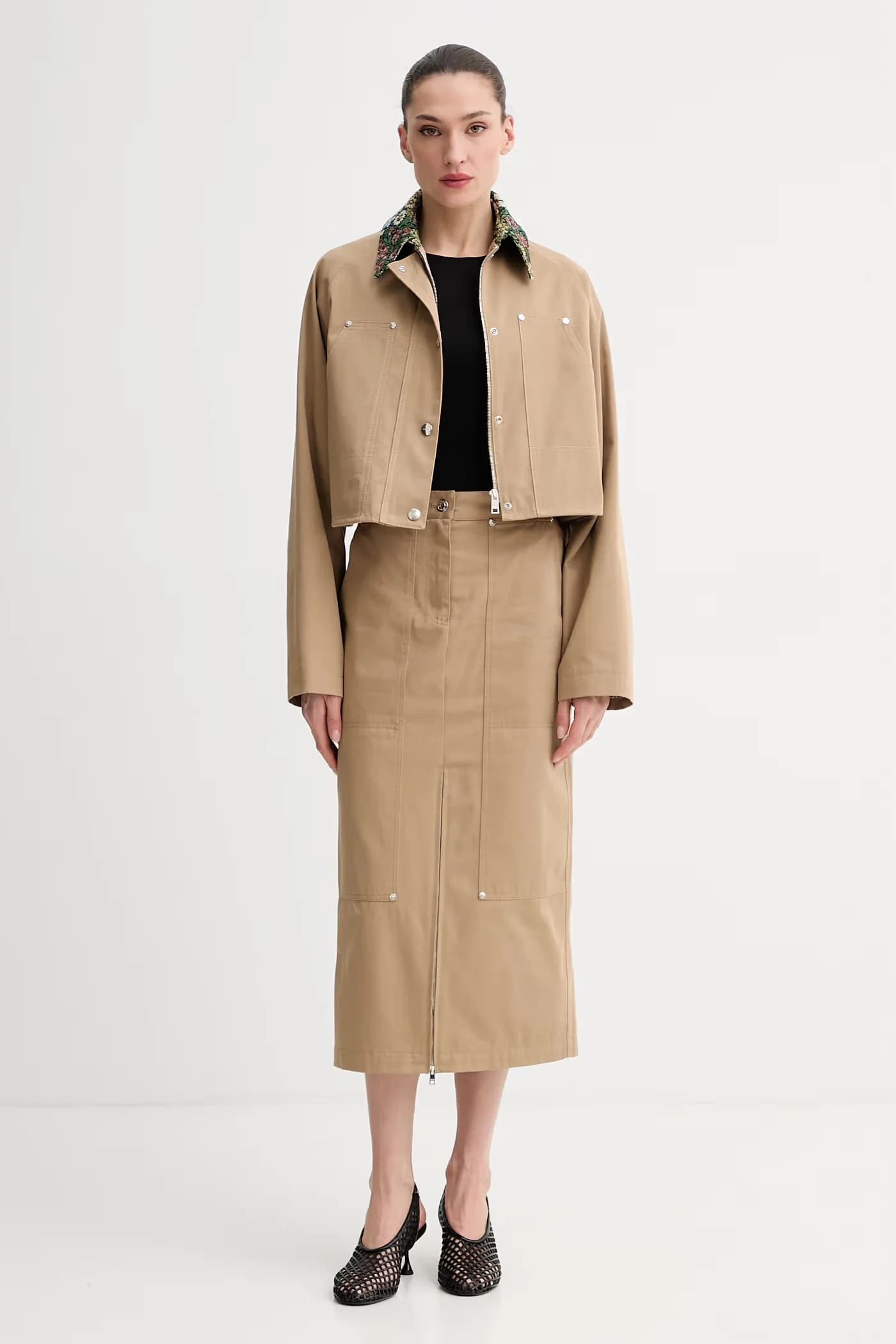 Хлопковая юбка с разрезом - фото 2