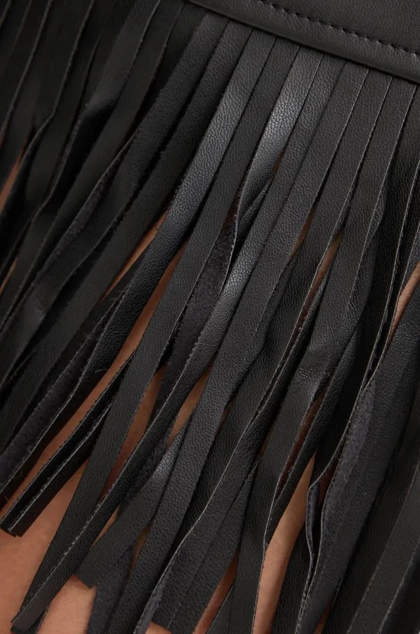 Мини-юбка из яспра с бахромой из веганской кожи - фото 4