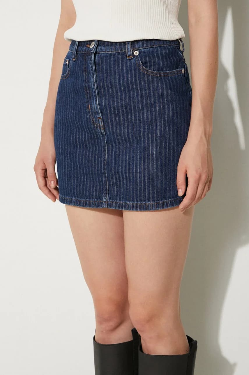 Мини-юбка Жаккардовая джинсовая юбка в полоску - фото 5