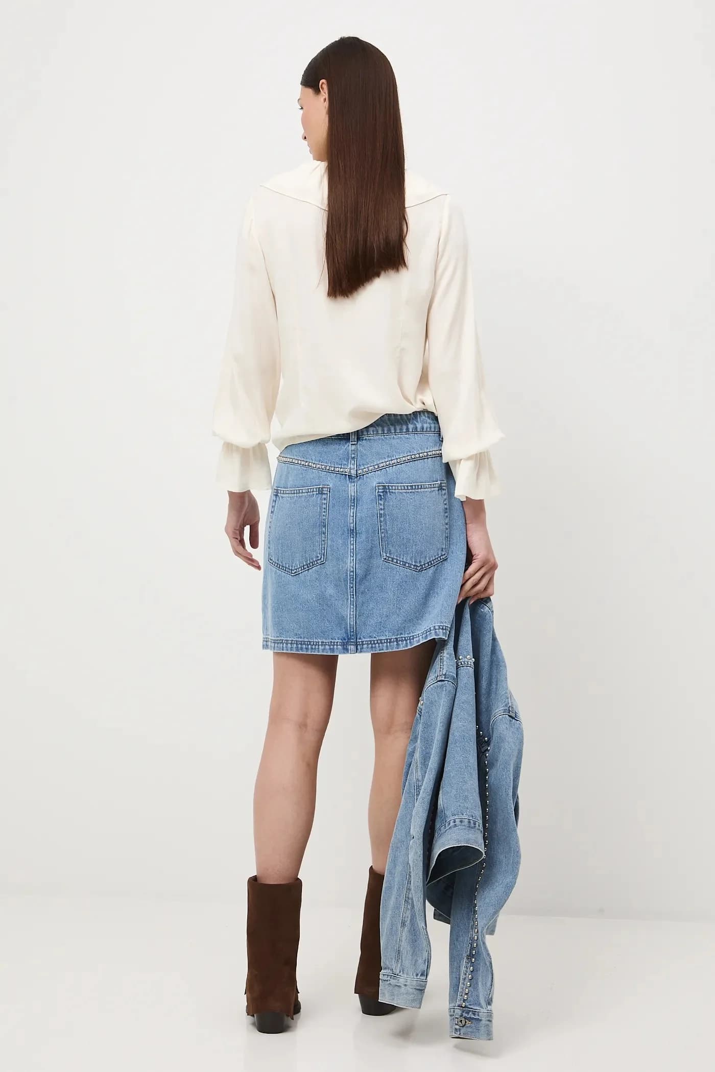 Хлопковая джинсовая юбка - фото 3