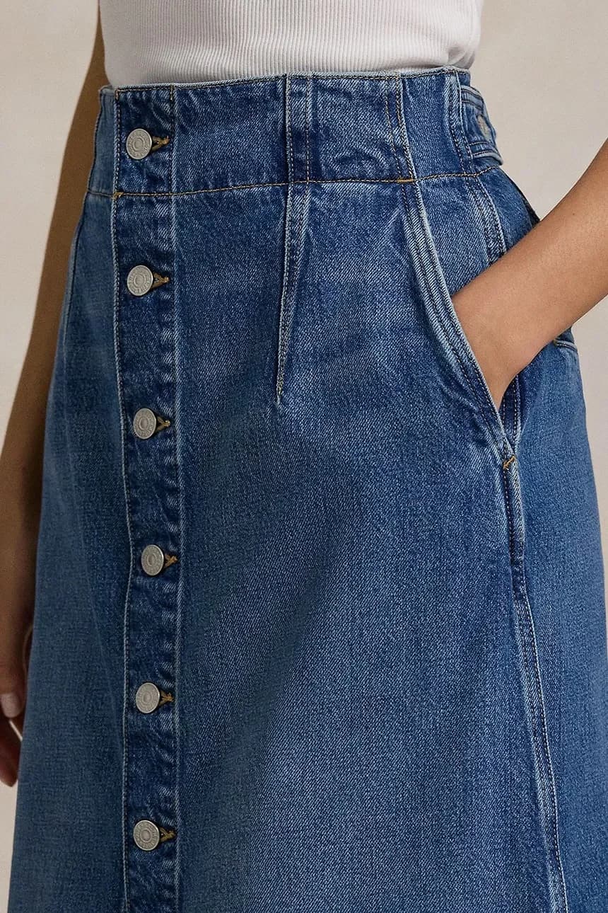 Хлопковая джинсовая юбка - фото 4
