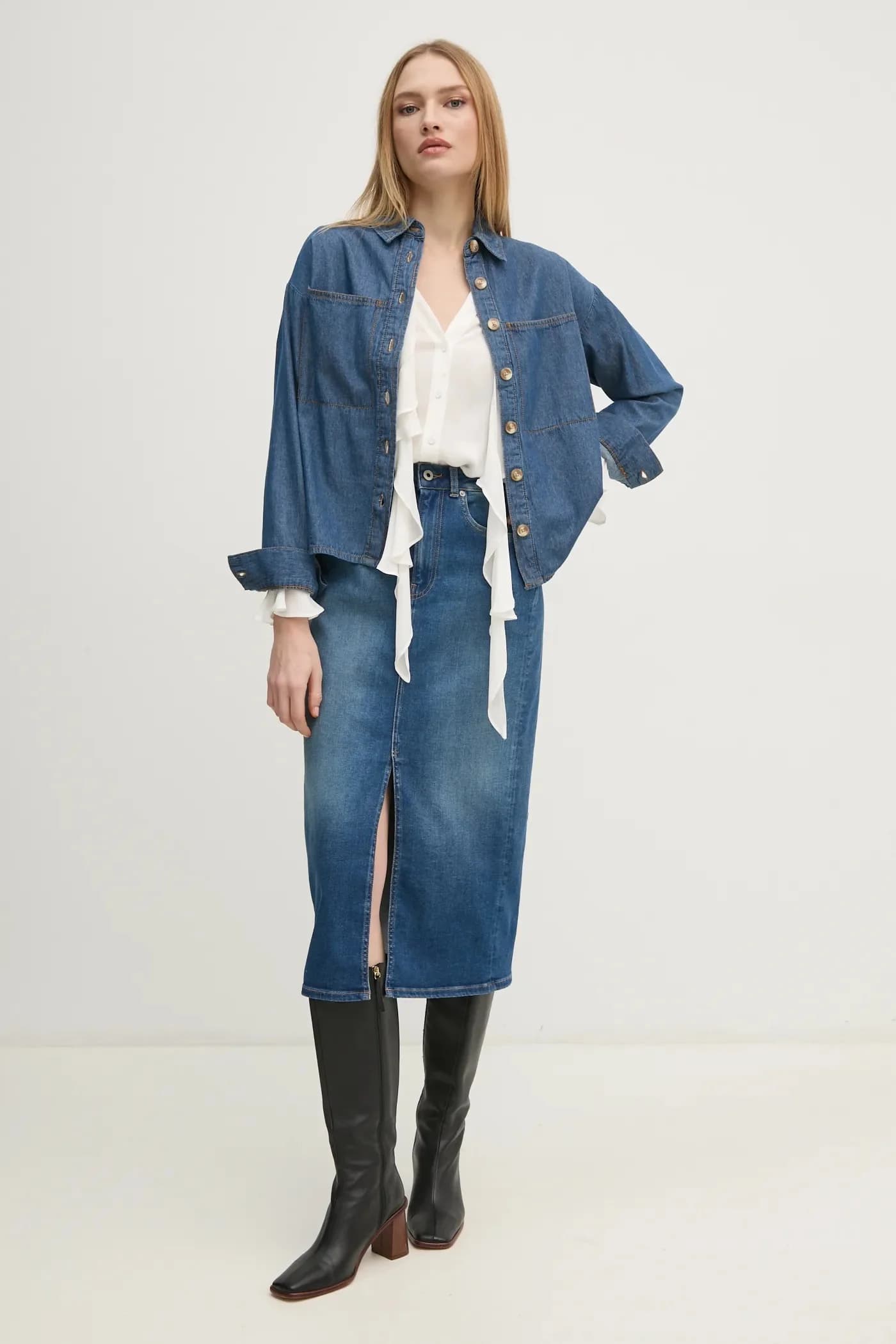 МИДИ ЮБКА Джинсовая юбка HW - фото 2