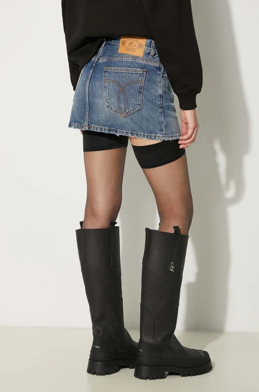 Голубая джинсовая мини-юбка - фото 3