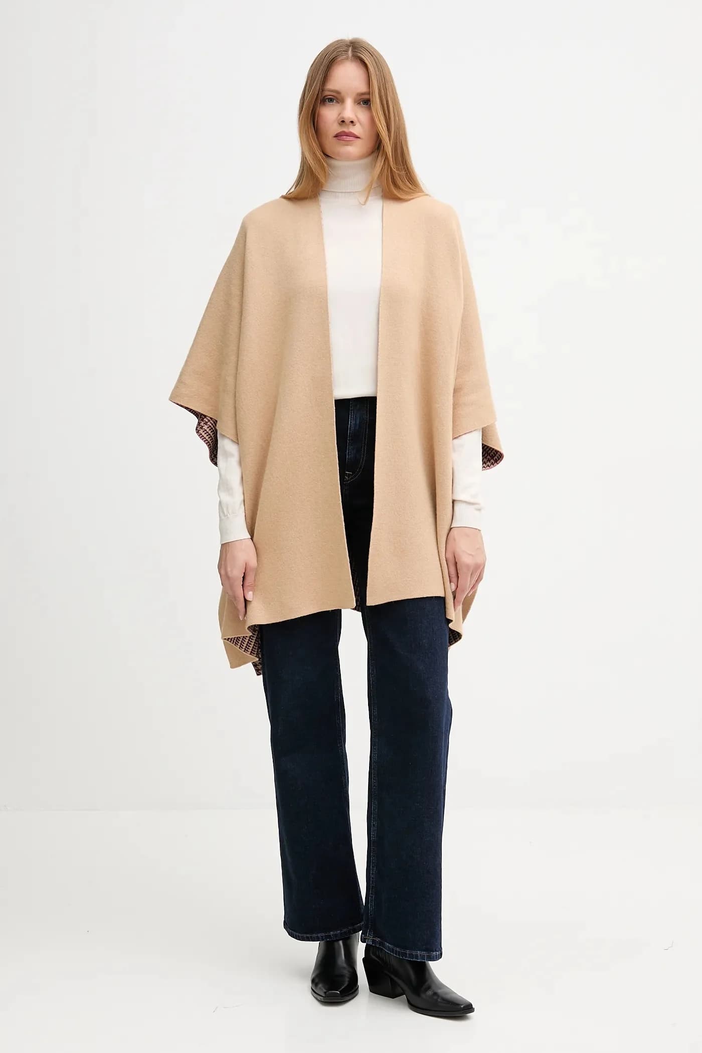 Пончо с добавлением шерсти, двустороннее. - фото 2