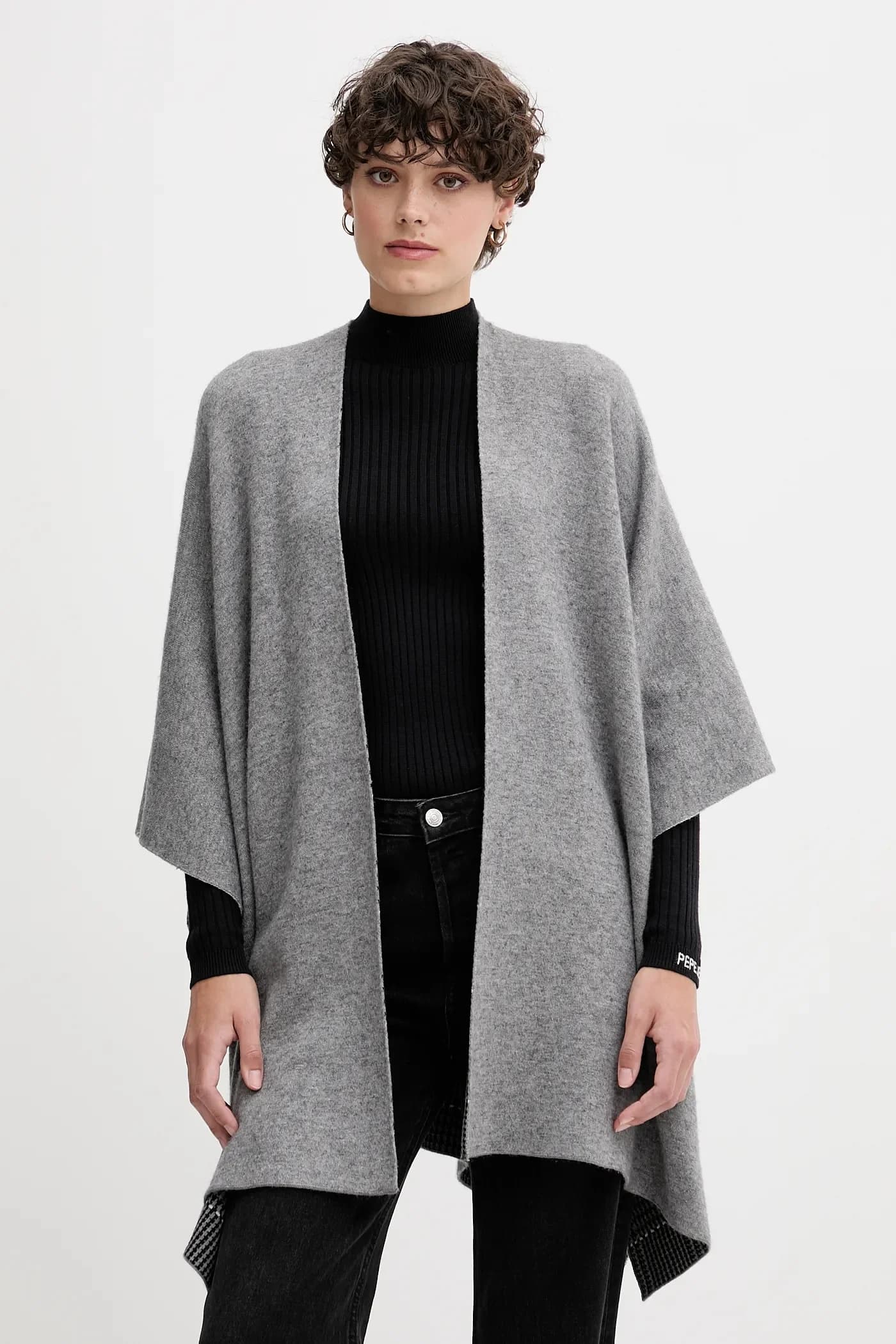 Пончо с добавлением шерсти, двустороннее.