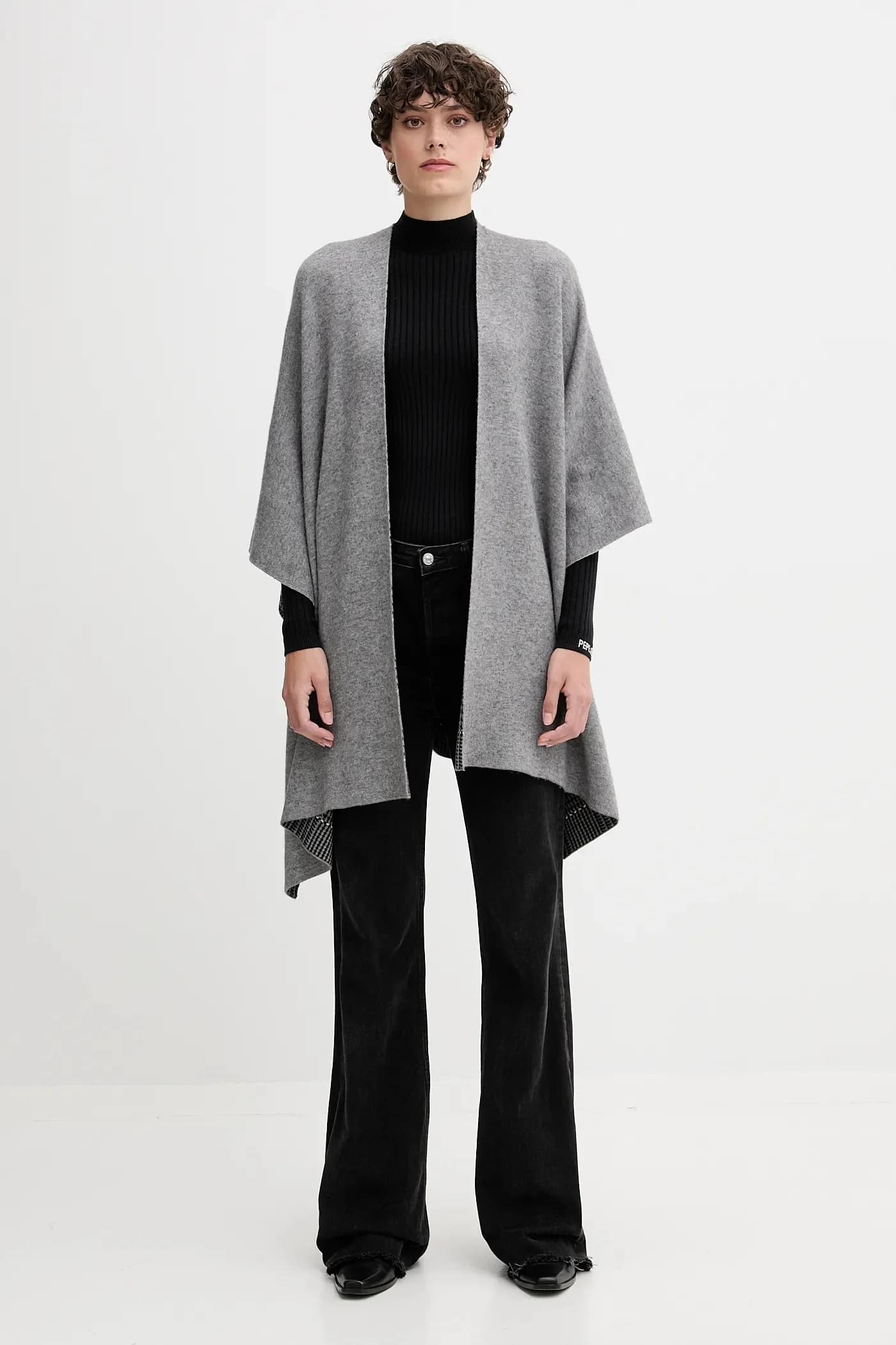 Пончо с добавлением шерсти, двустороннее. - фото 2