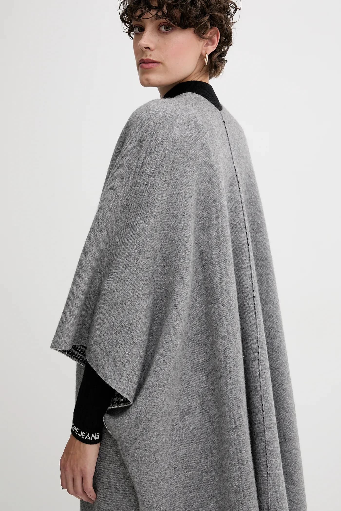 Пончо с добавлением шерсти, двустороннее. - фото 4