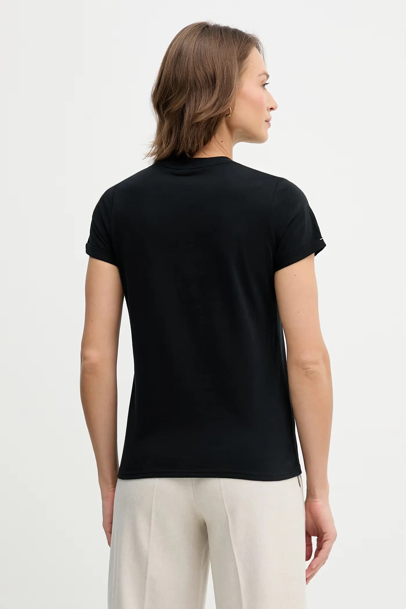 Хлопковая футболка с круглым вырезом - фото 3