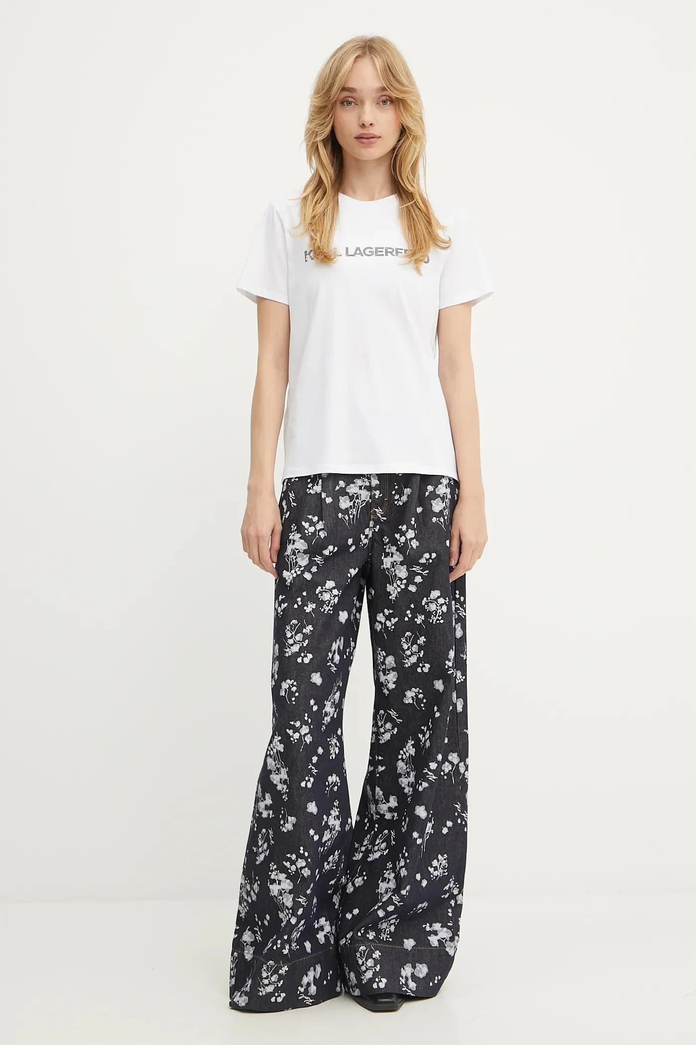 Хлопковая футболка с удлиненным логотипом - фото 2