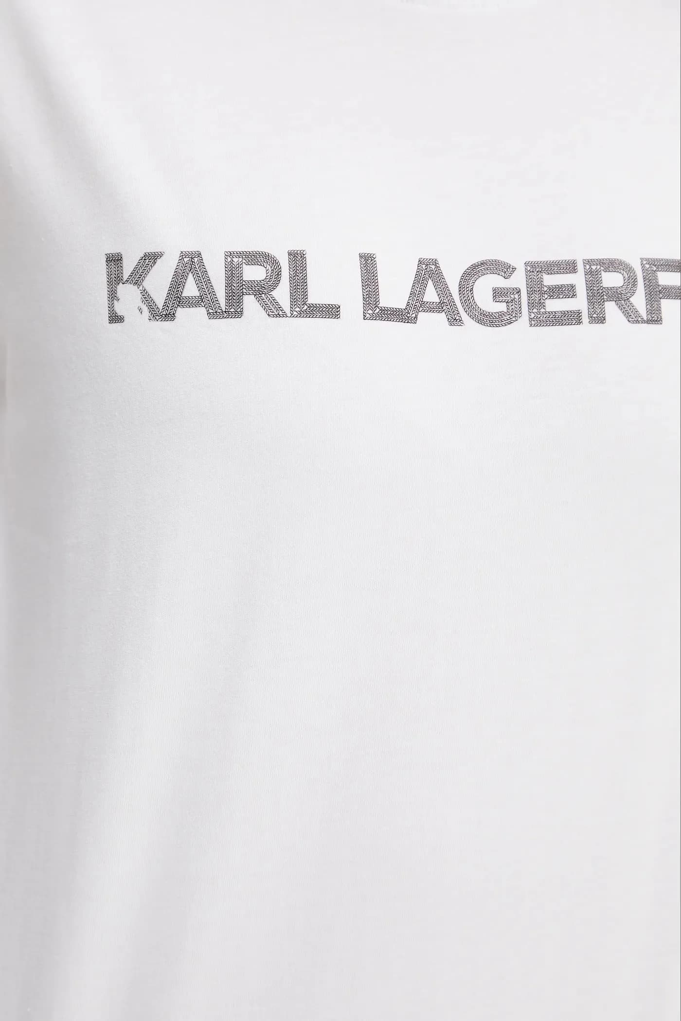 Хлопковая футболка с удлиненным логотипом - фото 5