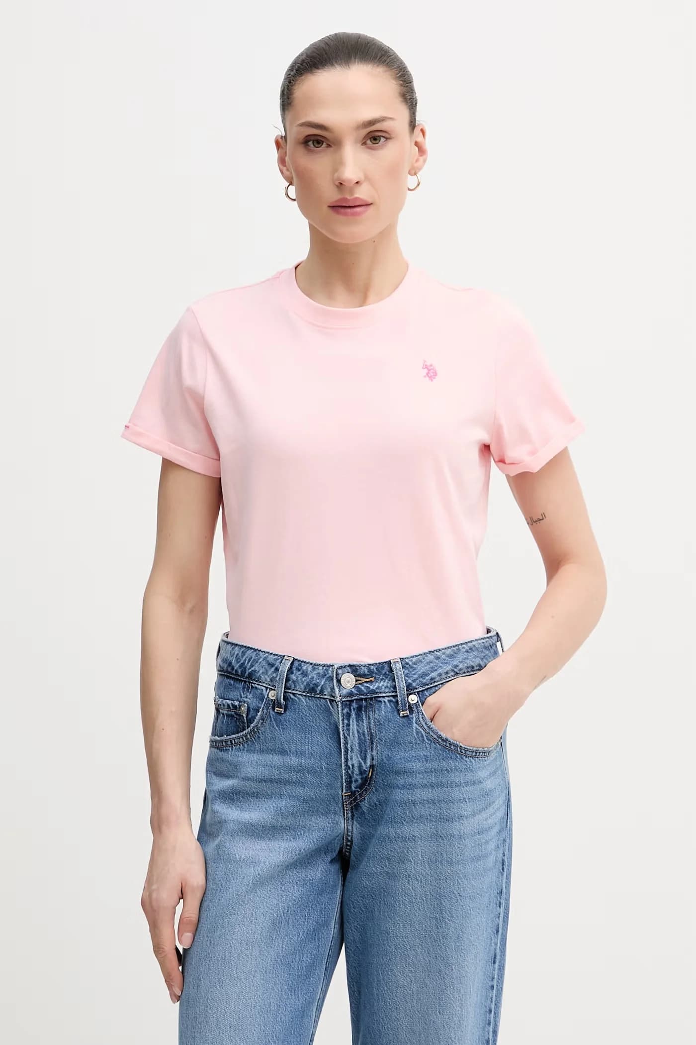 Хлопковая футболка с круглым вырезом