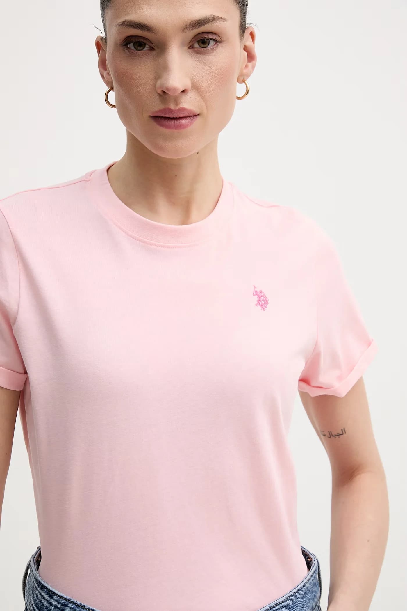 Хлопковая футболка с круглым вырезом - фото 4