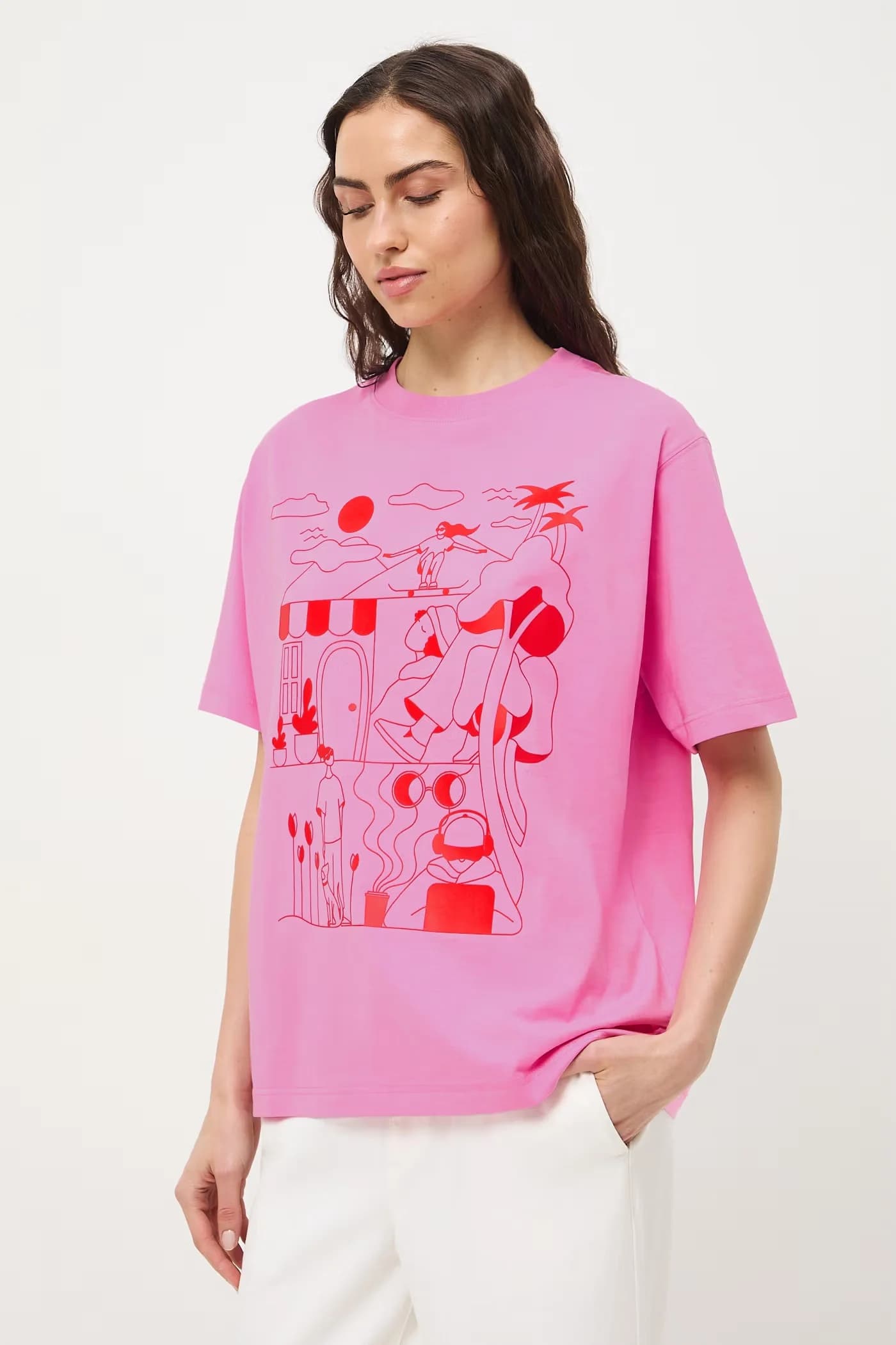 Женская хлопковая футболка оверсайз - фото 5