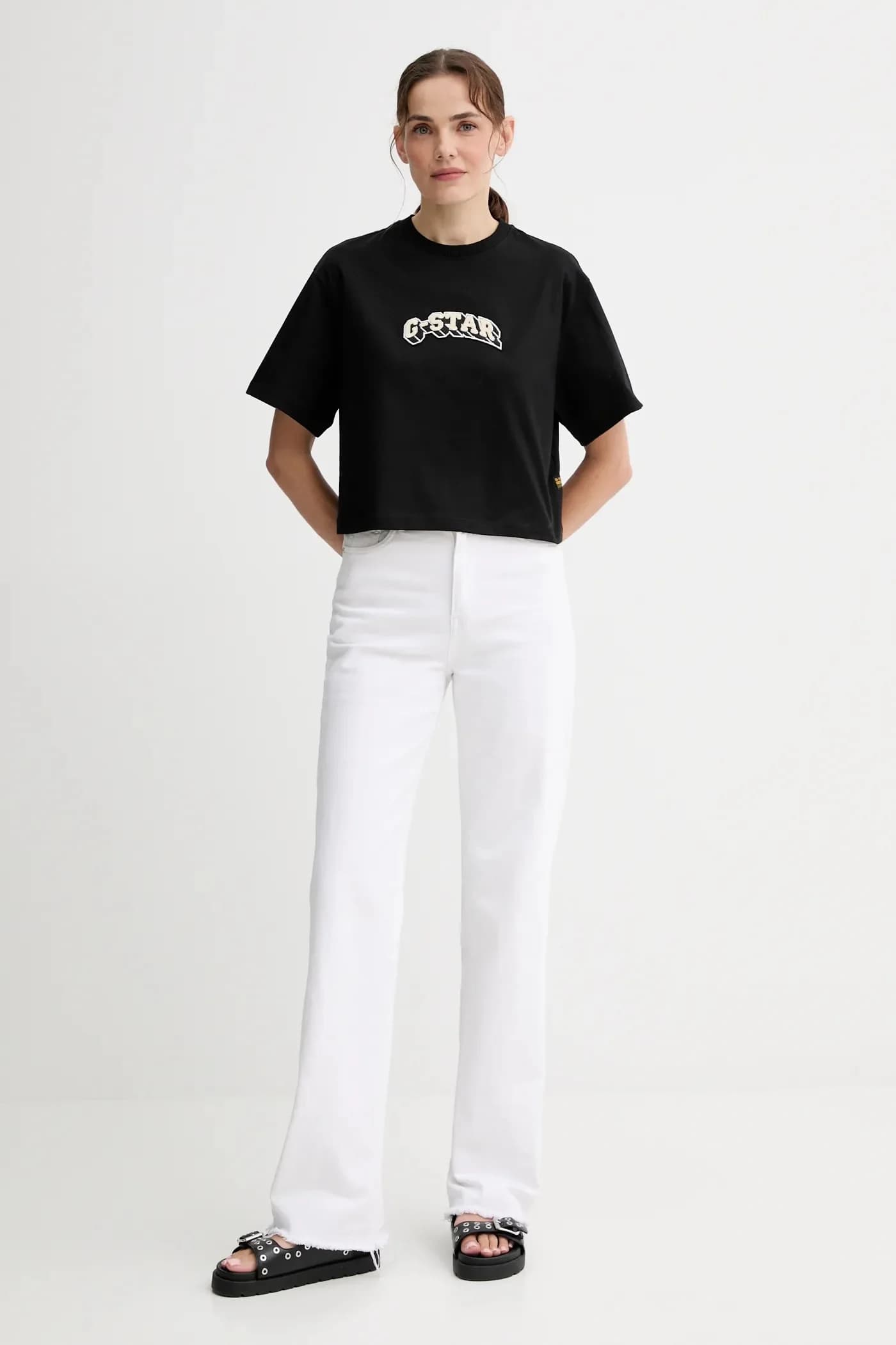 Футболка из фетрового хлопка с объемным логотипом - фото 2