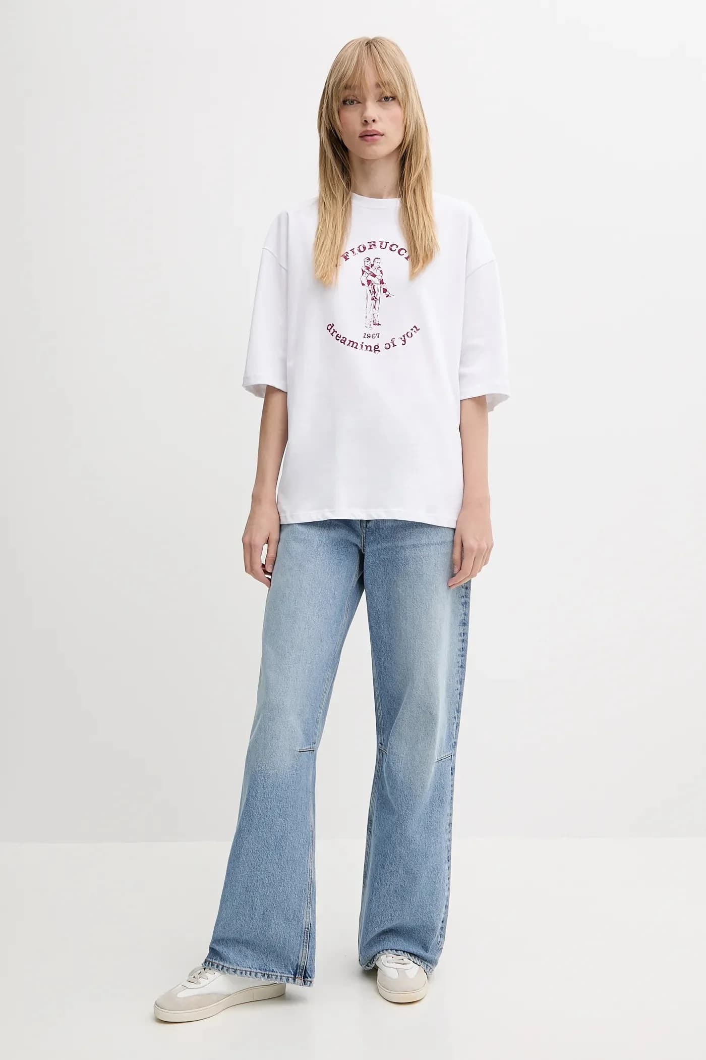 Белая футболка свободного кроя с принтом Dreaming of You - фото 2