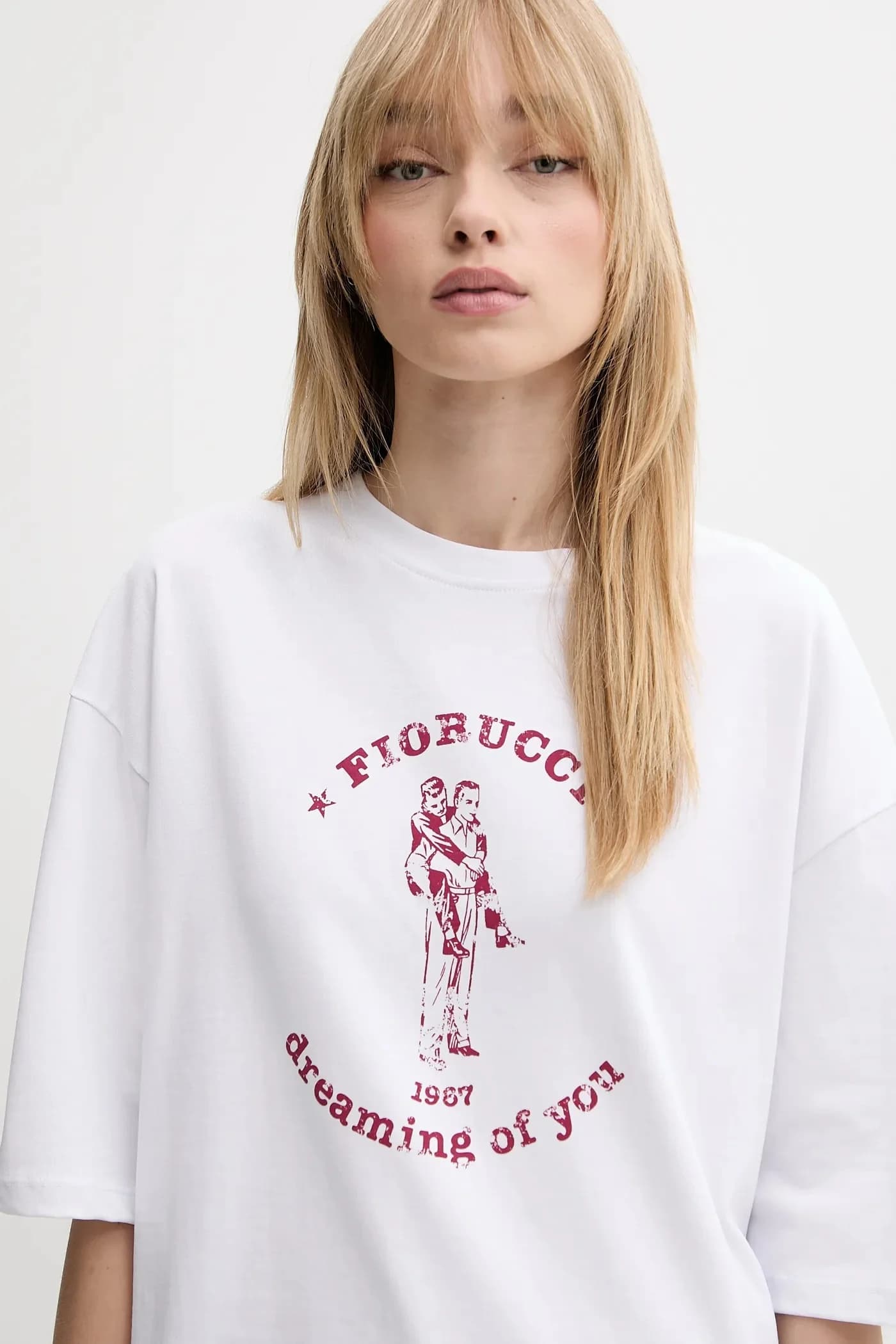 Белая футболка свободного кроя с принтом Dreaming of You - фото 4