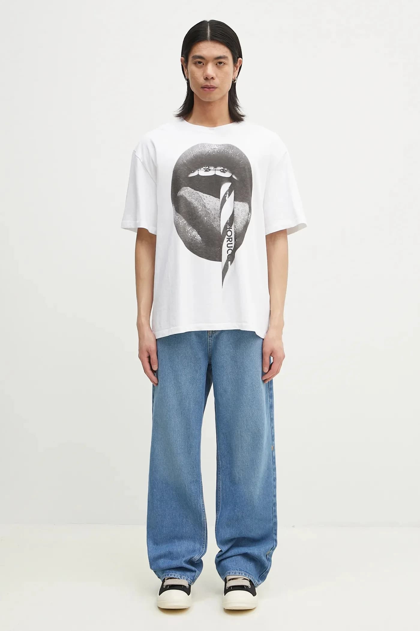 Хлопковая футболка свободного кроя с принтом Mouth - фото 9