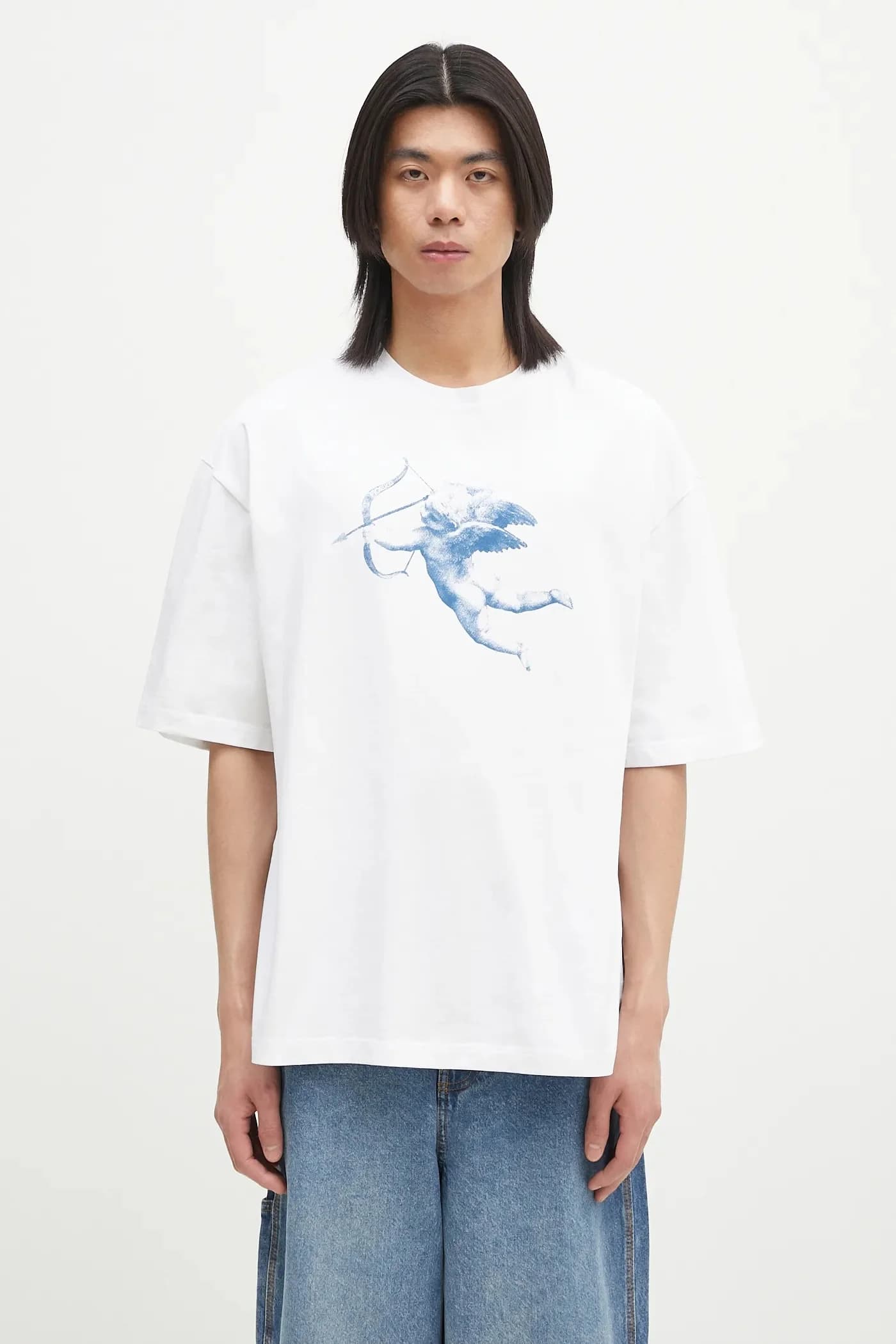 Хлопковая футболка свободного кроя с принтом «Купидон»