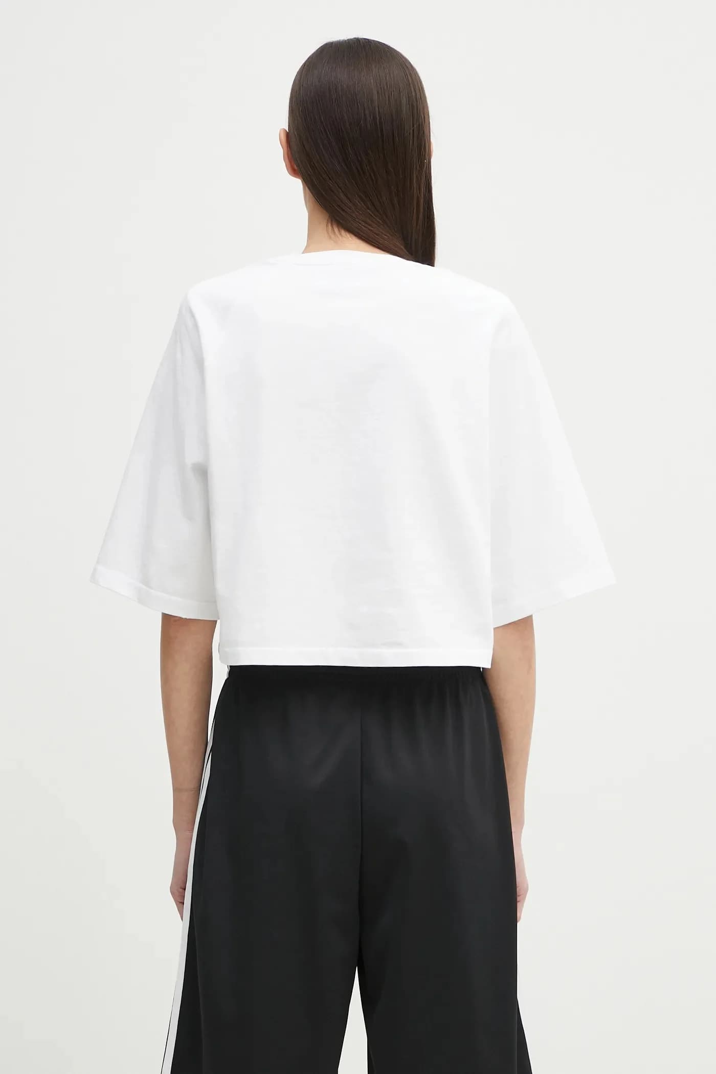 Укороченная хлопковая футболка с набивкой Curly Lollipop с логотипом - фото 3