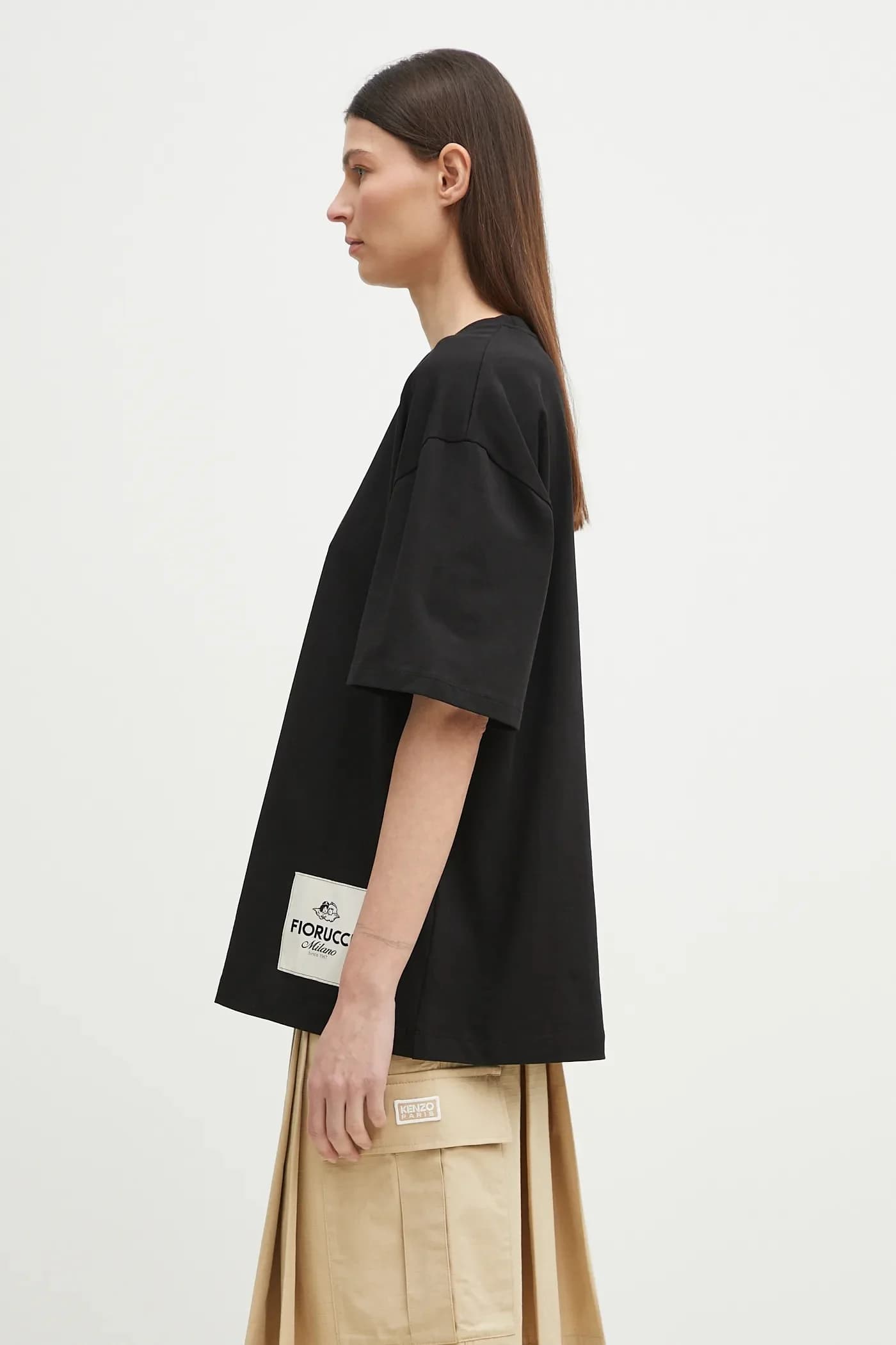 Хлопковая футболка свободного кроя с логотипом - фото 4