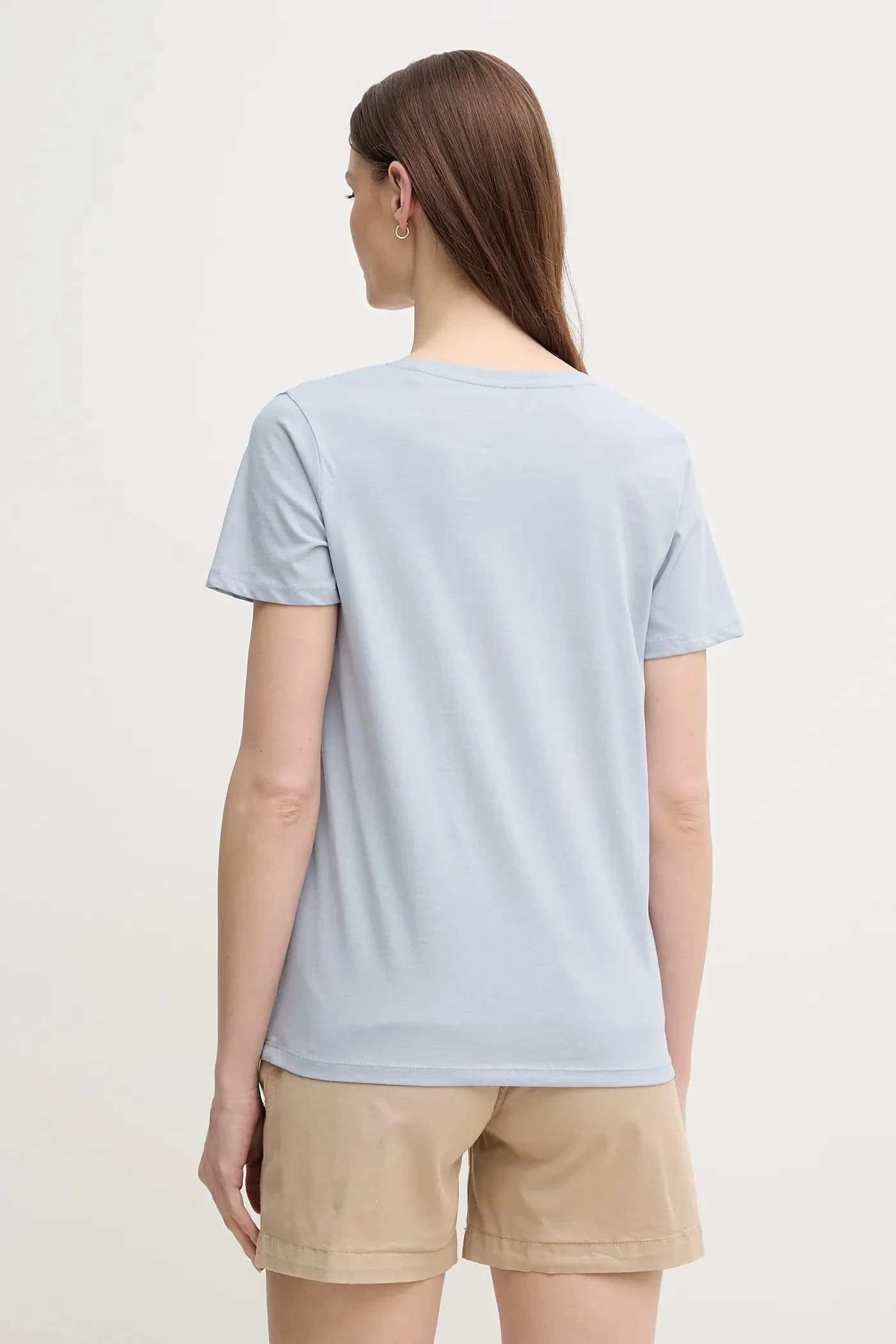 Хлопковая футболка MACY с V-образным вырезом - фото 3