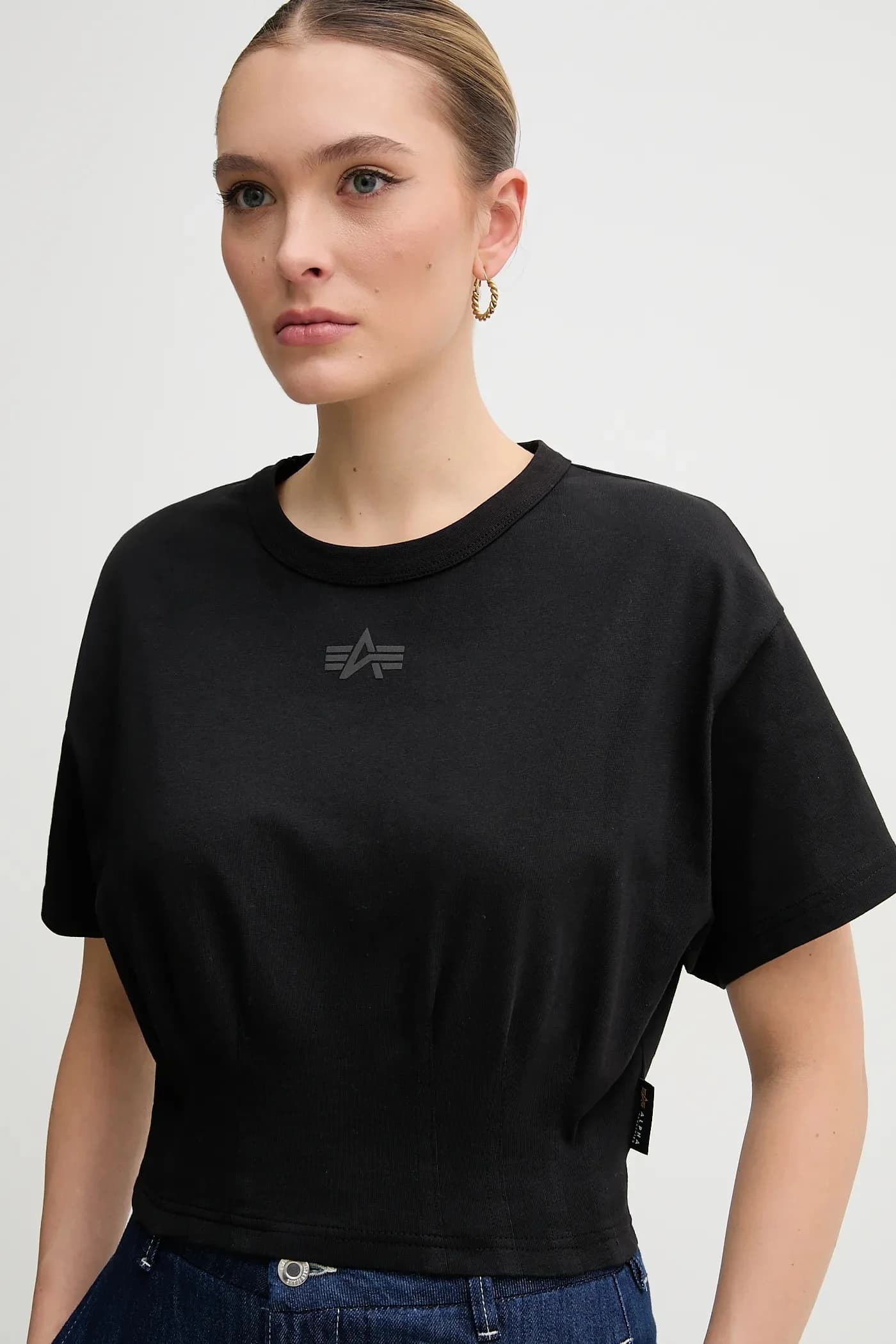 Хлопковая футболка с завышенной талией - фото 4