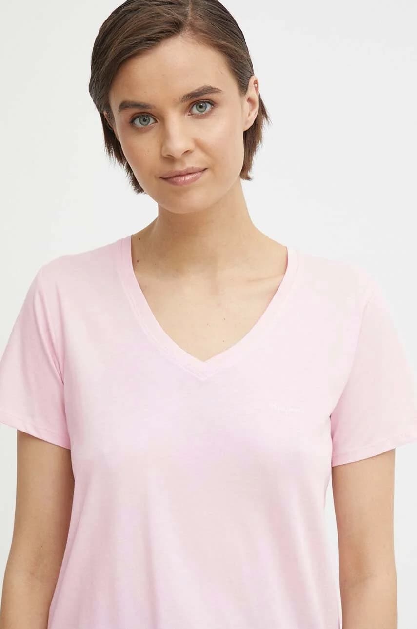 Хлопковая футболка LORETTE с V-образным вырезом - фото 3
