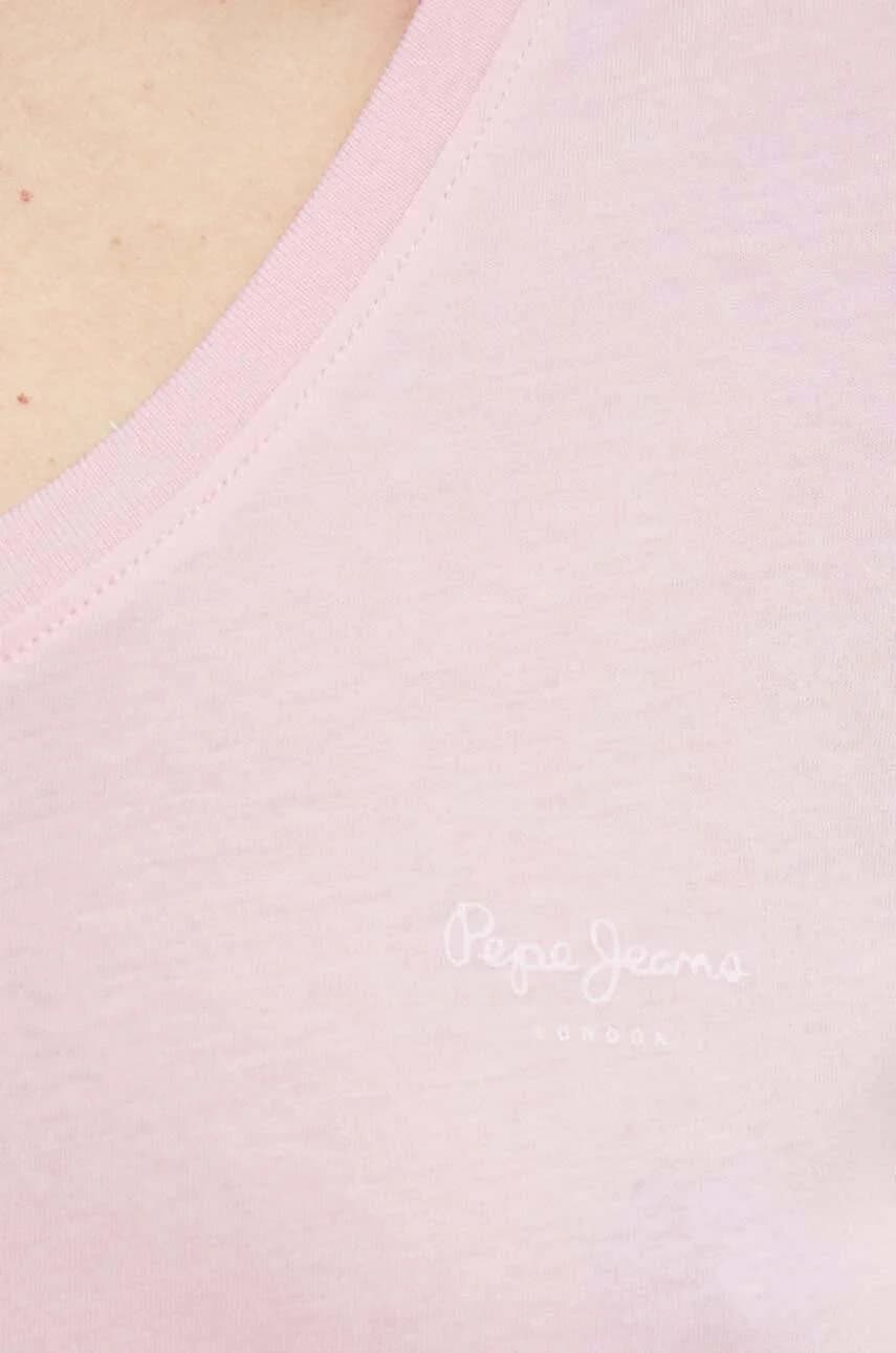 Хлопковая футболка LORETTE с V-образным вырезом - фото 4