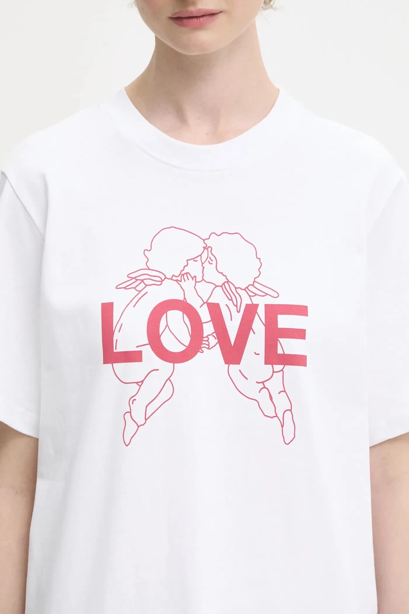 Футболка из обычного хлопка с принтом Kissing Angels Love - фото 4