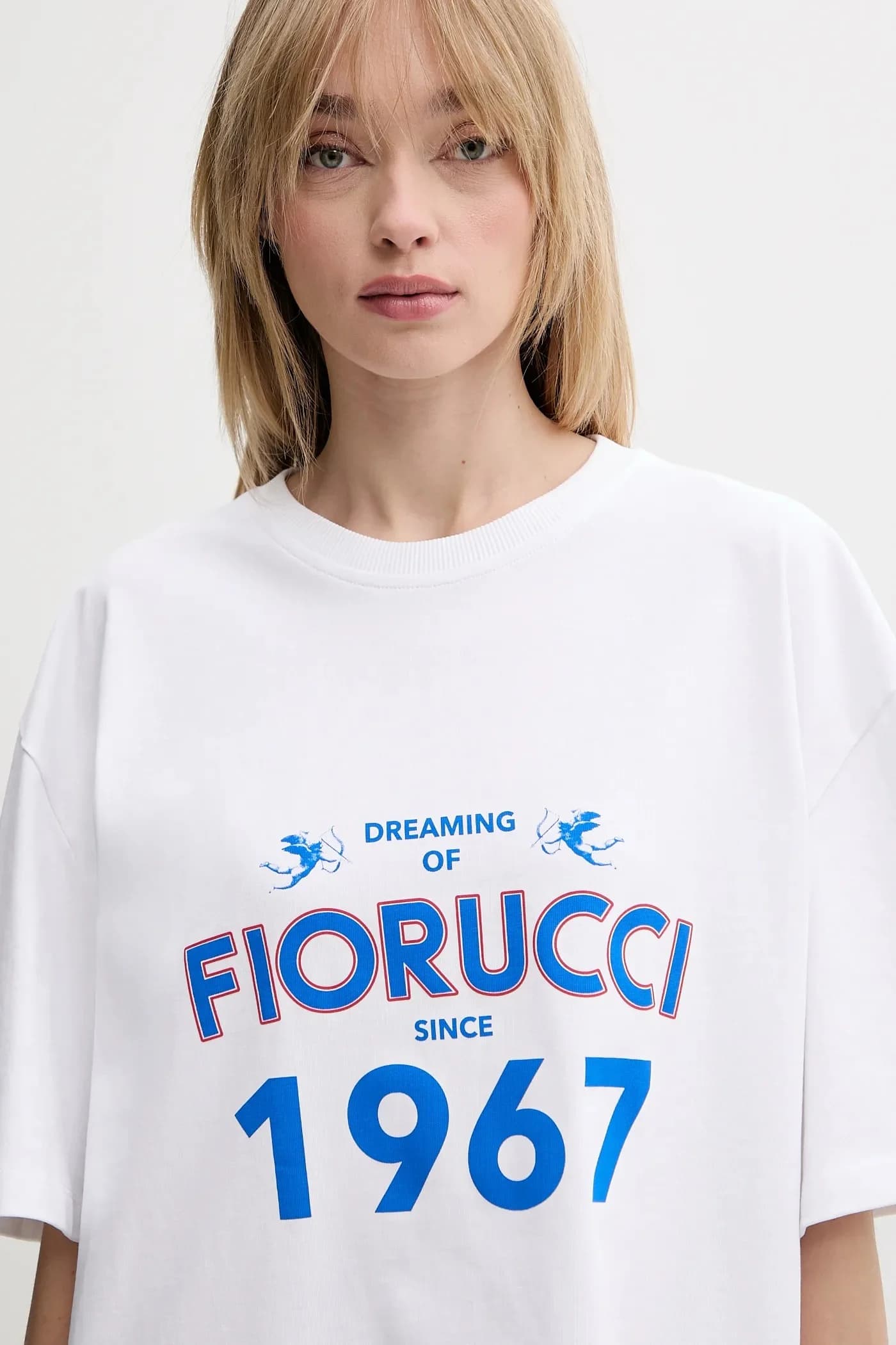 Хлопковая футболка Белая футболка свободного кроя с принтом Dreaming 1967 - фото 4