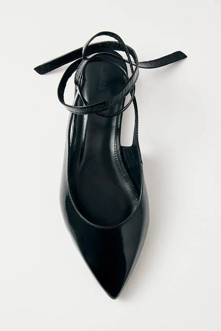 Кожаные балетки с лентой - фото 3