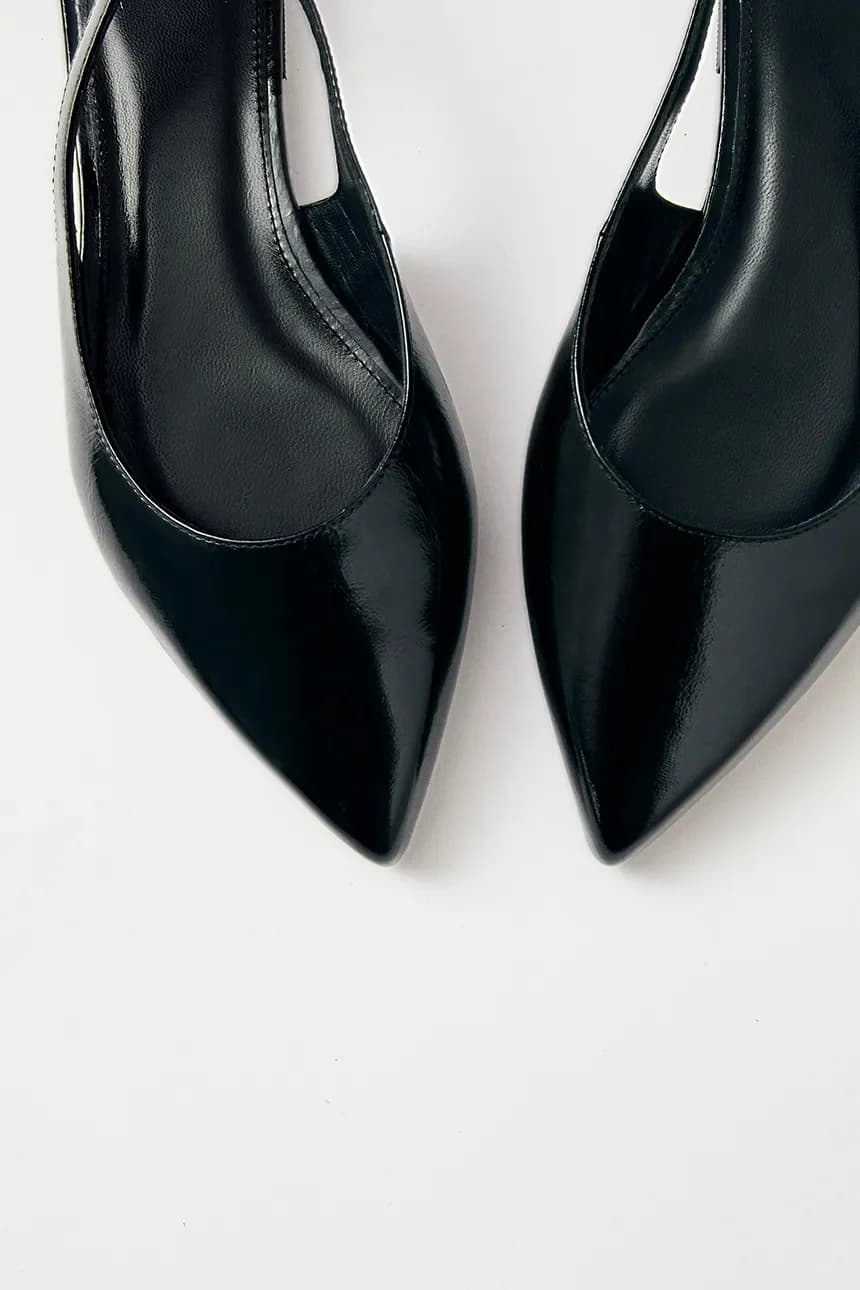 Кожаные балетки с лентой - фото 4