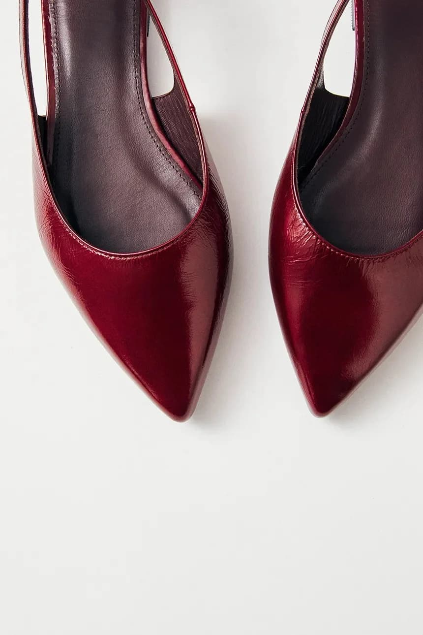 Кожаные балетки с лентой - фото 4