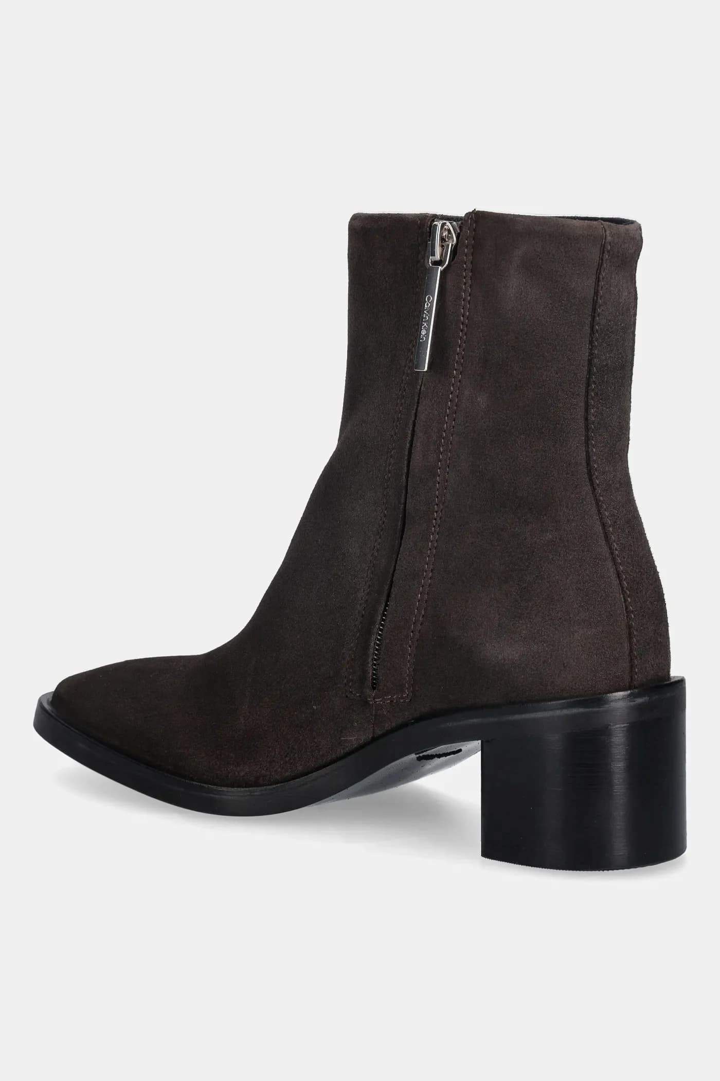 BLOCK HEEL ZIP BOOT SUE замшевые ботильоны - фото 3