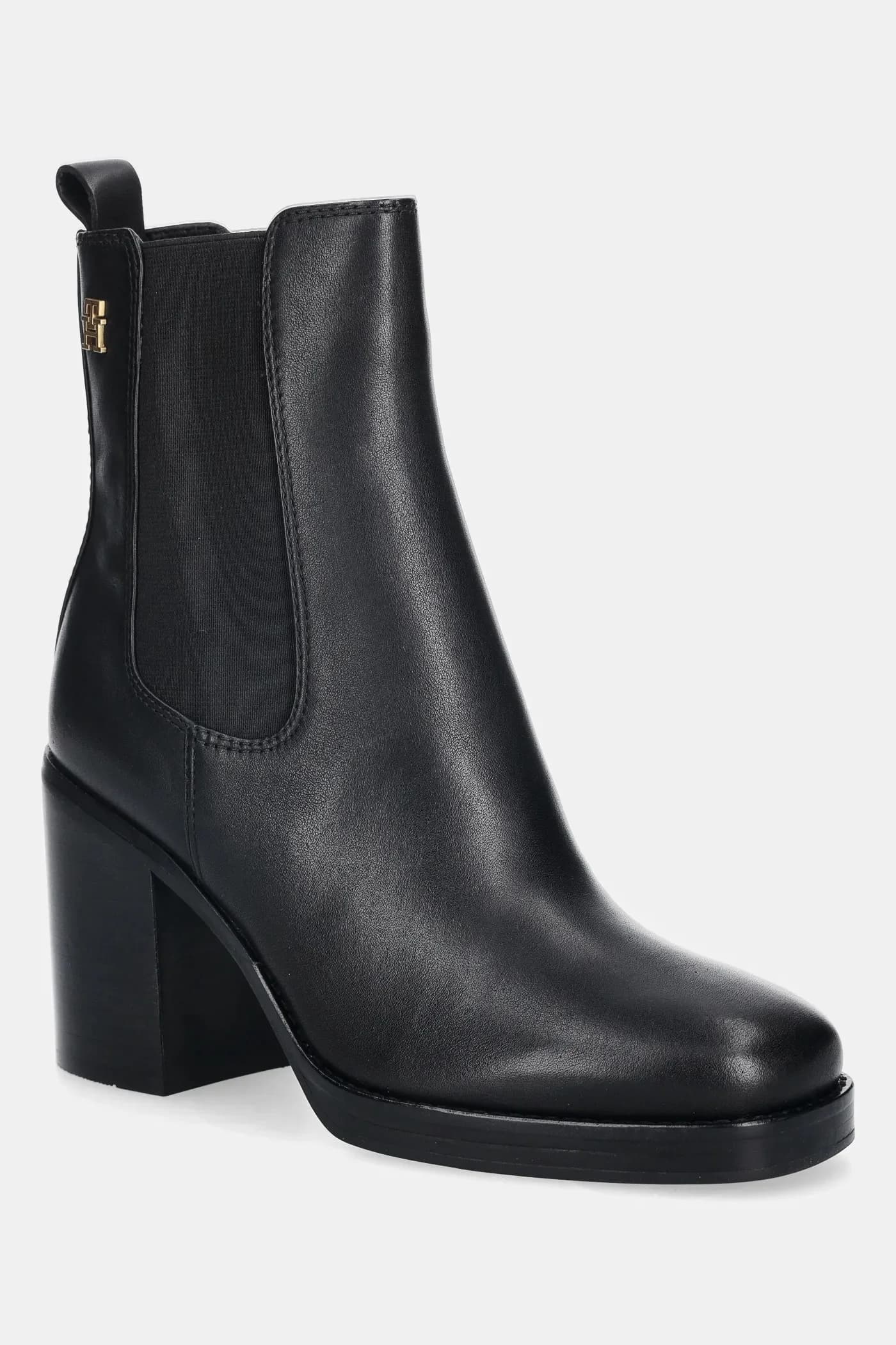 Кожаные ботильоны CHELSEA HIGH BLOCK HL с квадратным носком