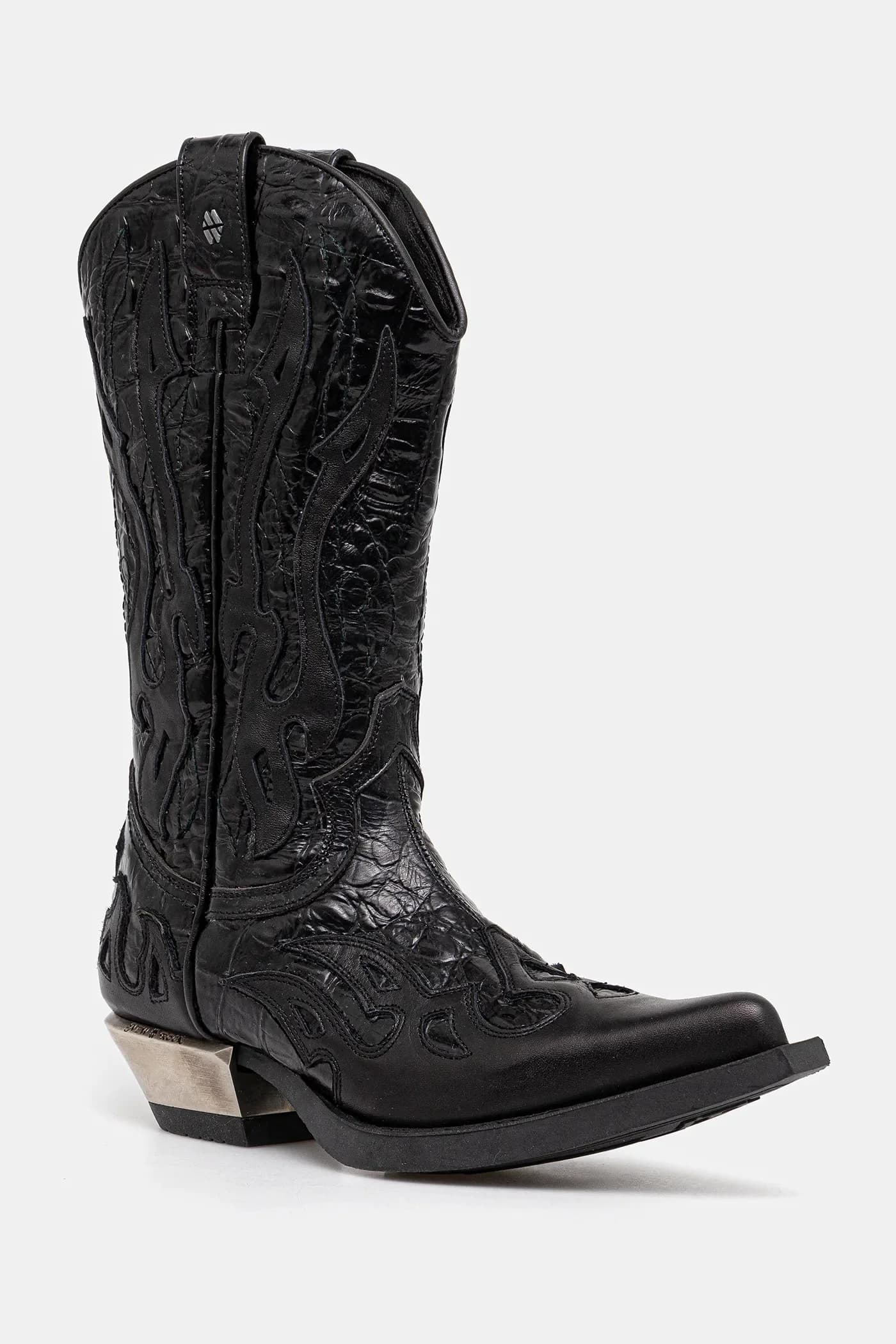 Кожаные ковбойские сапоги Nomada Y Firence Negro, West Negro-Acero T.Acero